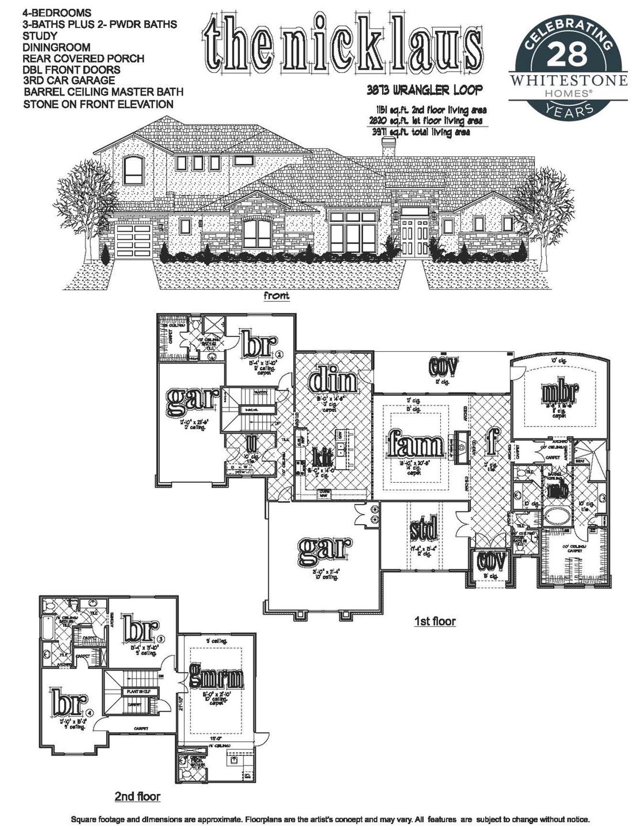 2D floor plan layout of this home in Johnson Ranch, Bulverde, TX (Image 2).