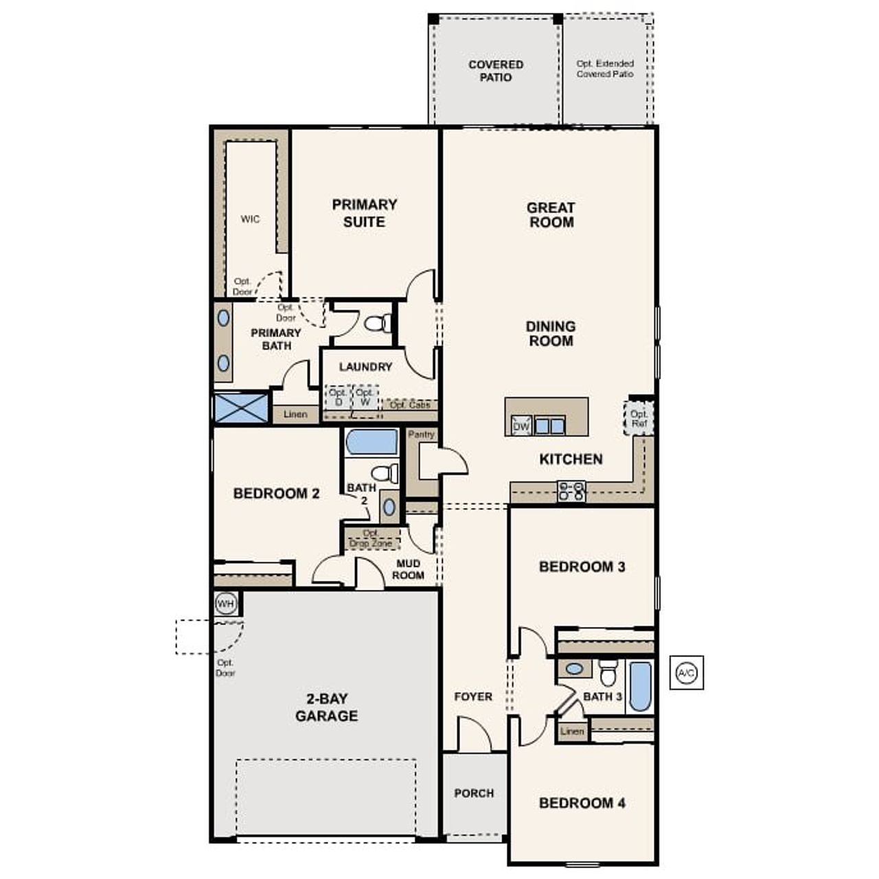 2D floor plan layout of this home in Rancho Vista, Surprise, AZ (Image 2).