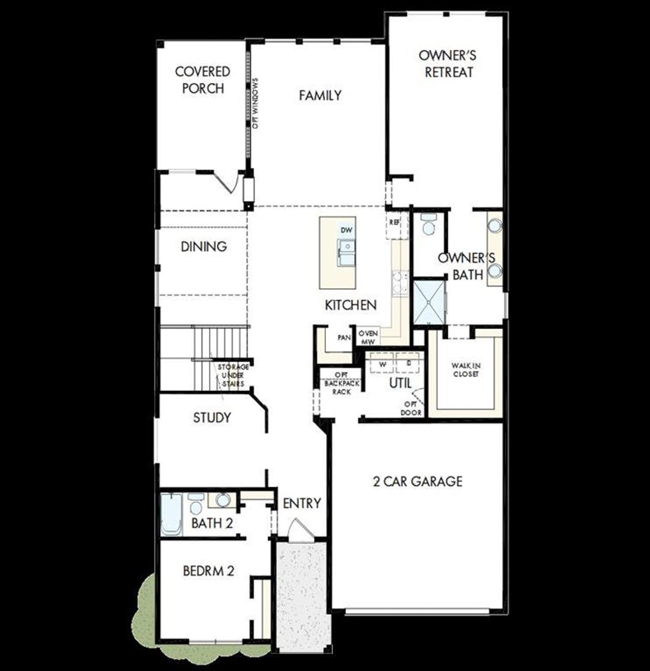 2D floor plan layout of this home in Sandbrock Ranch, Aubrey, TX (Image 2).