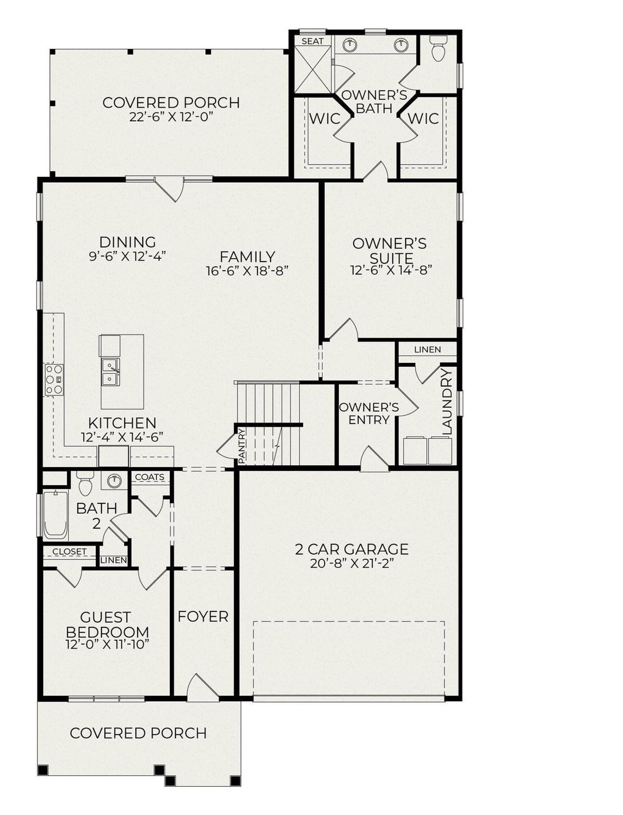 2D floor plan layout for the Harper American Farmhouse by Homes by Dickerson in The View, Durham, NC (Image 2).