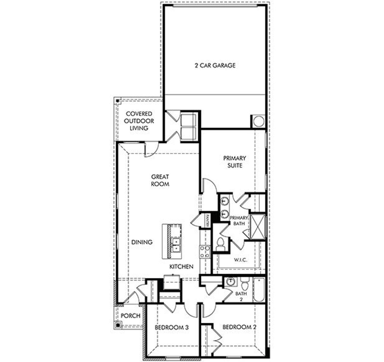 2D floor plan layout for the The Boise (710) by Meritage Homes in Colony at Cole Springs - Arbor Collection, Buda, TX (Image 2). 2D floor plan layout for the The Boise (710) by Meritage Homes in Colony at Cole Springs - Arbor Collection, Buda, TX (Image 2).