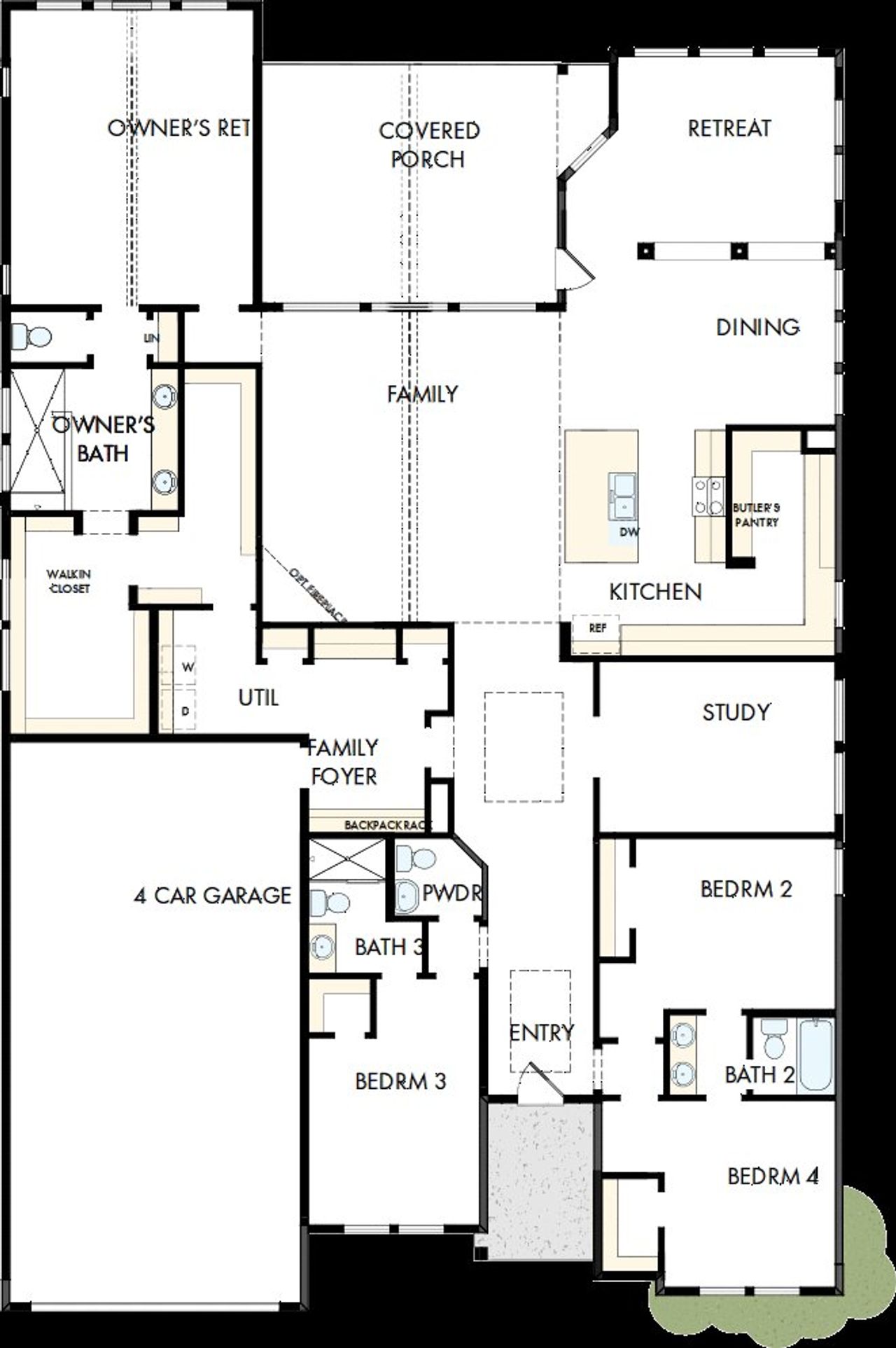 2D floor plan layout of this home in Sienna 65' Homesites, Missouri City, TX (Image 2).