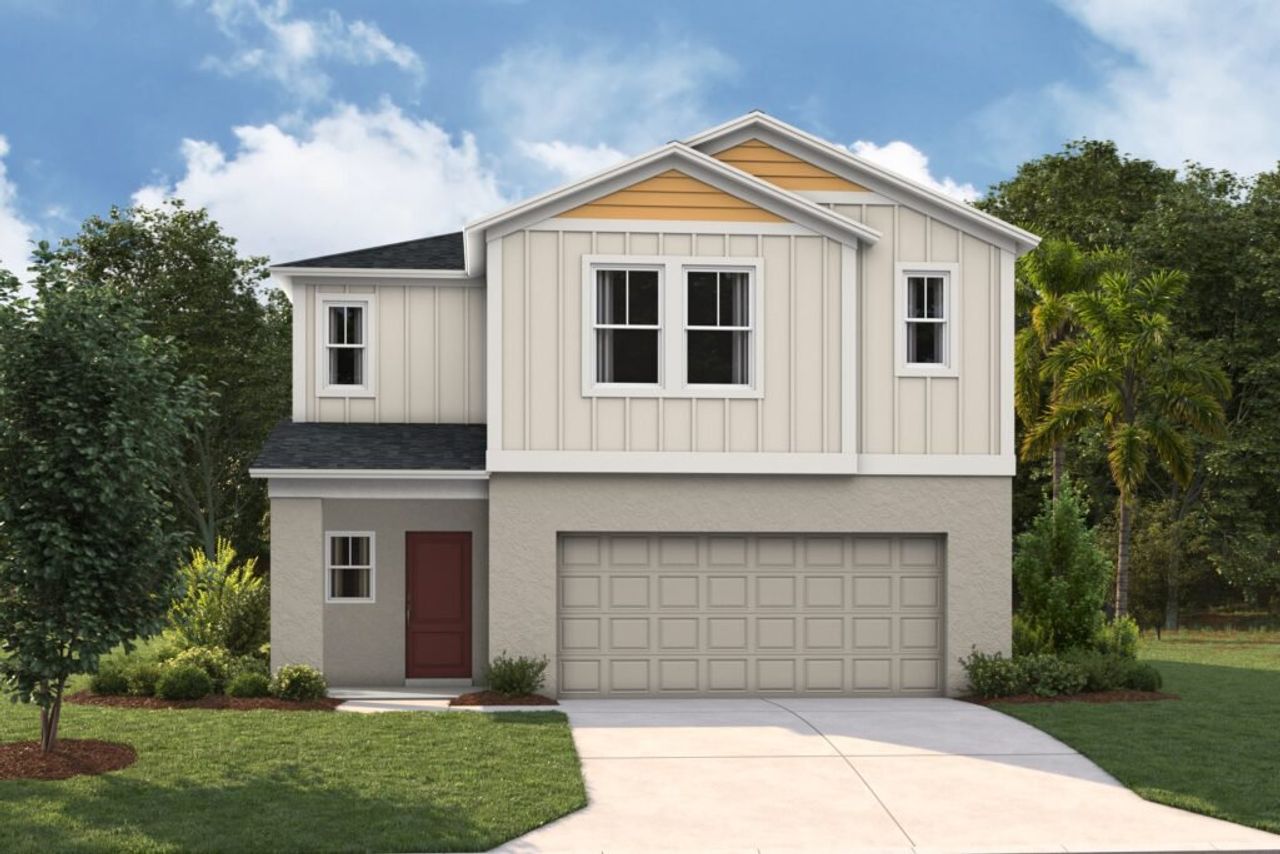 Front exterior of a new home in Villa Mar, Winter Haven, FL, highlighting curb appeal (Image 2).
