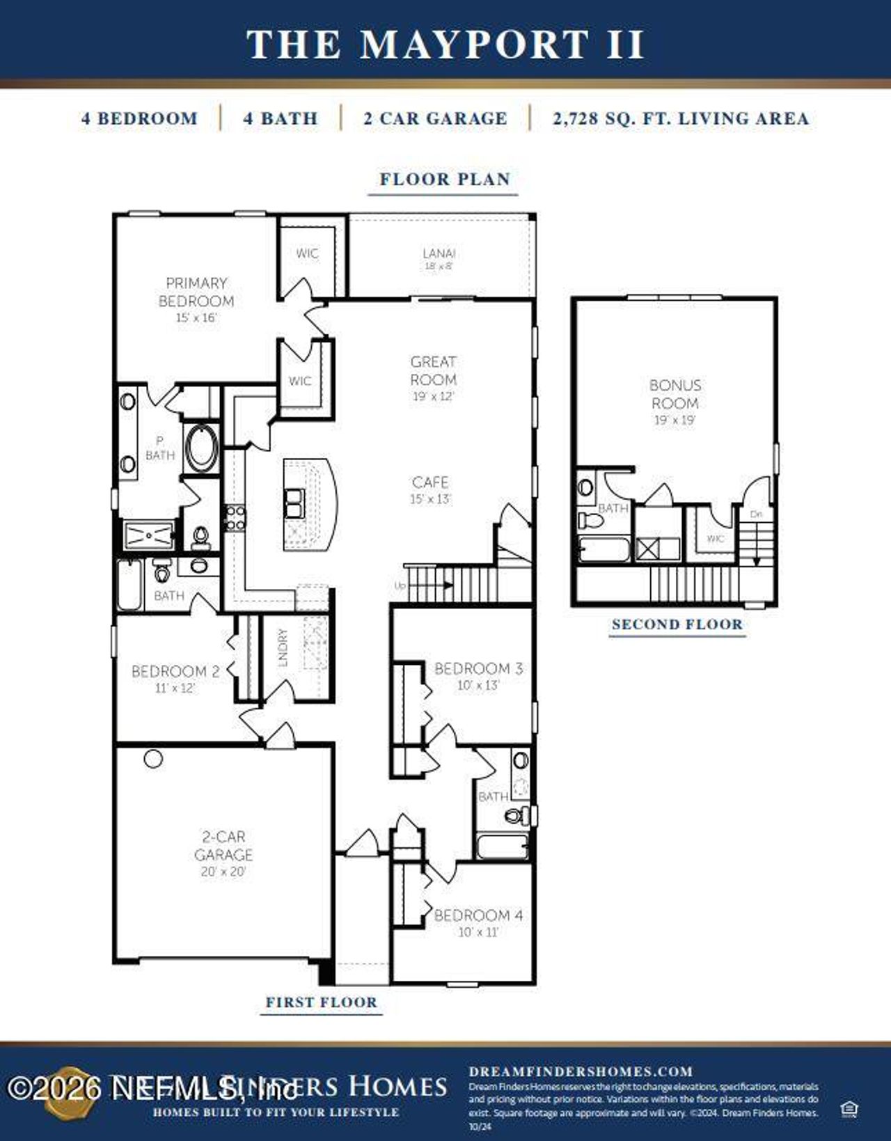 2D floor plan layout of this home in Cordova Palms, St. Augustine, FL (Image 2).