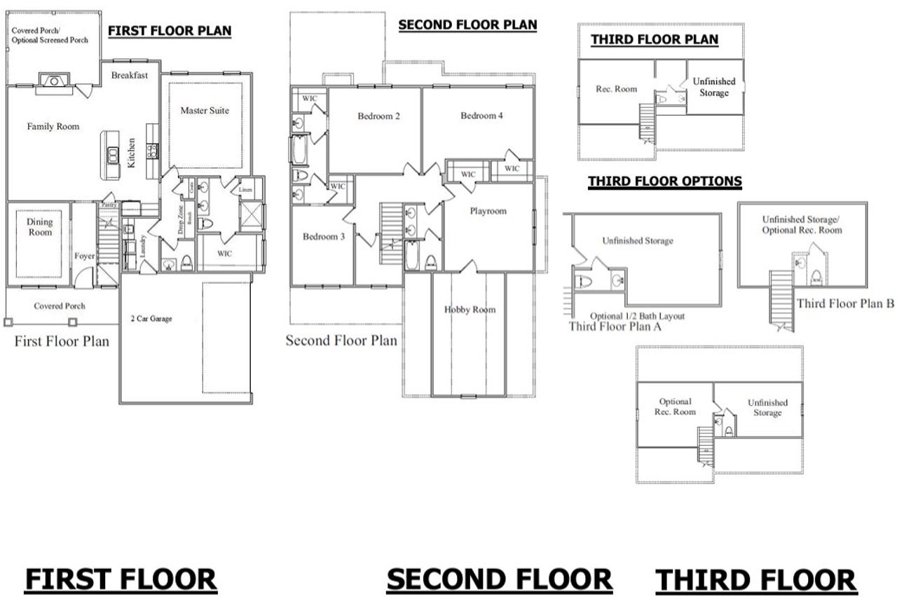 2D floor plan layout for the The Naples by Weaver Homes in Jackson Pond, Smithfield, NC (Image 2).