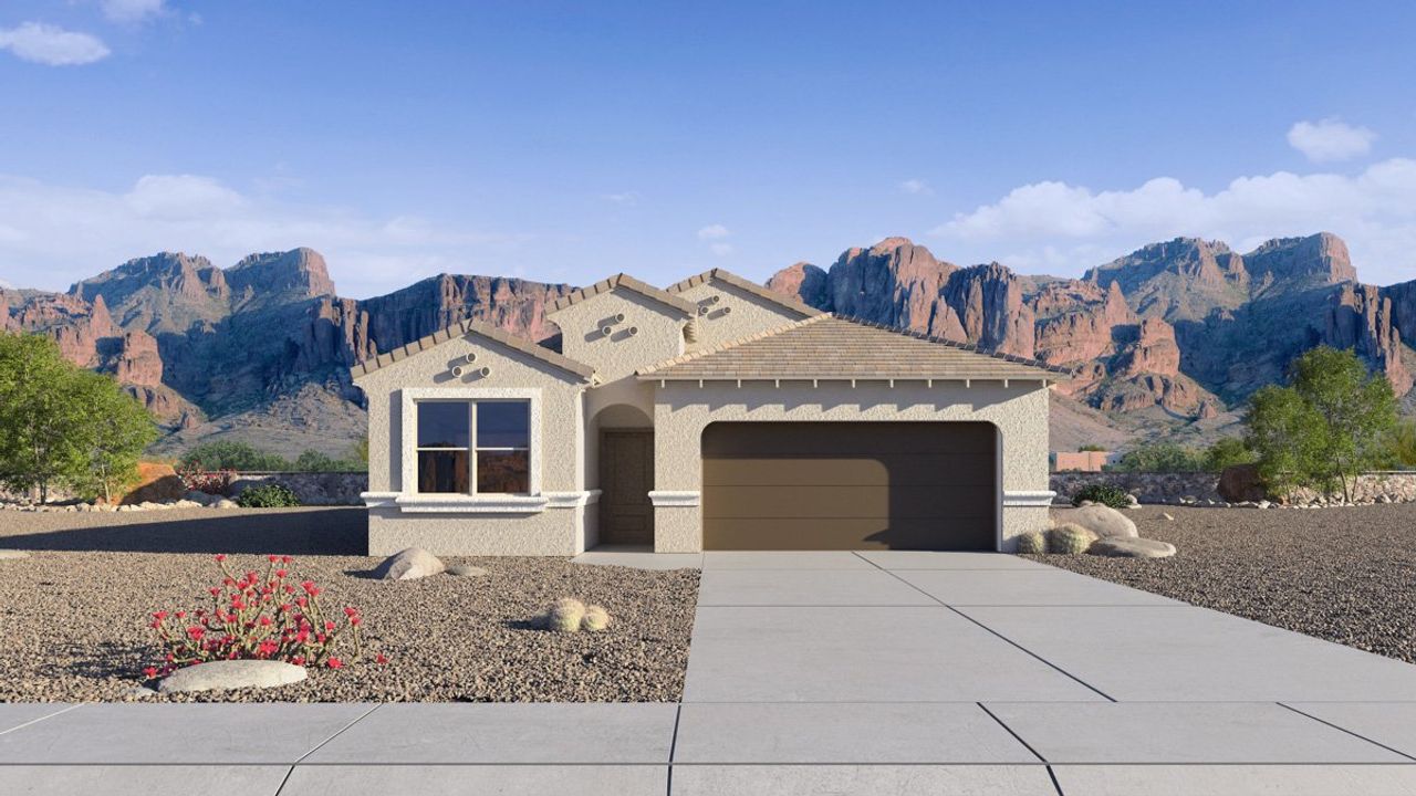 Representative exterior photo of a completed home built from the Palo Verde by D.R. Horton in The Lakes at Rancho El Dorado, Maricopa, AZ (Image 2).