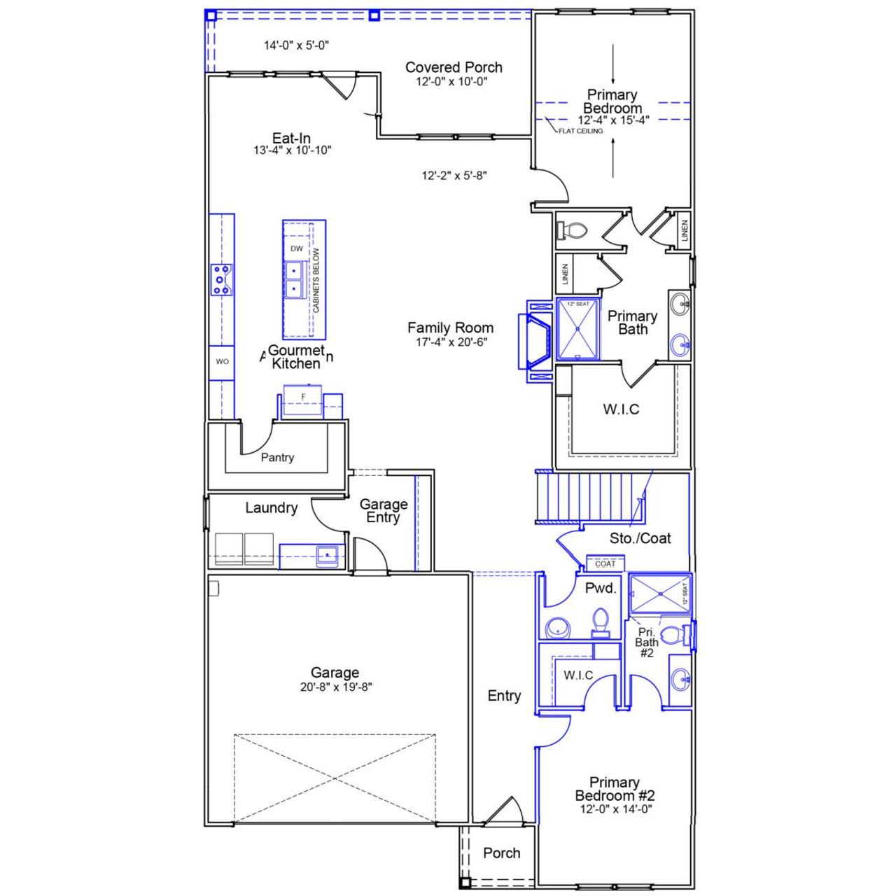 2D floor plan layout of this home in Cottages at Lake Emory, Inman, SC (Image 2).