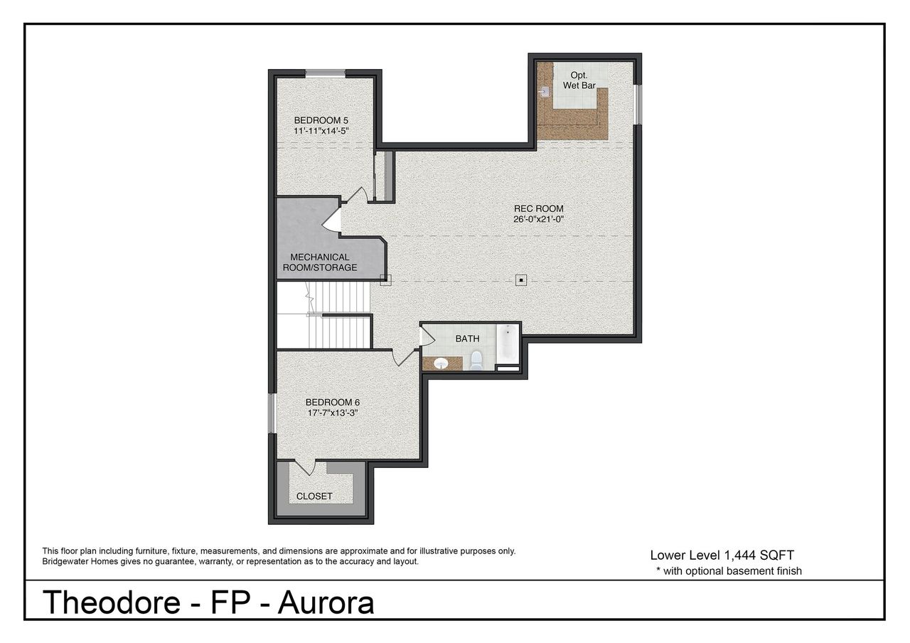 2D floor plan layout for the Theodore FP by Bridgewater Homes in Aurora Highlands, Aurora, CO (Image 2).