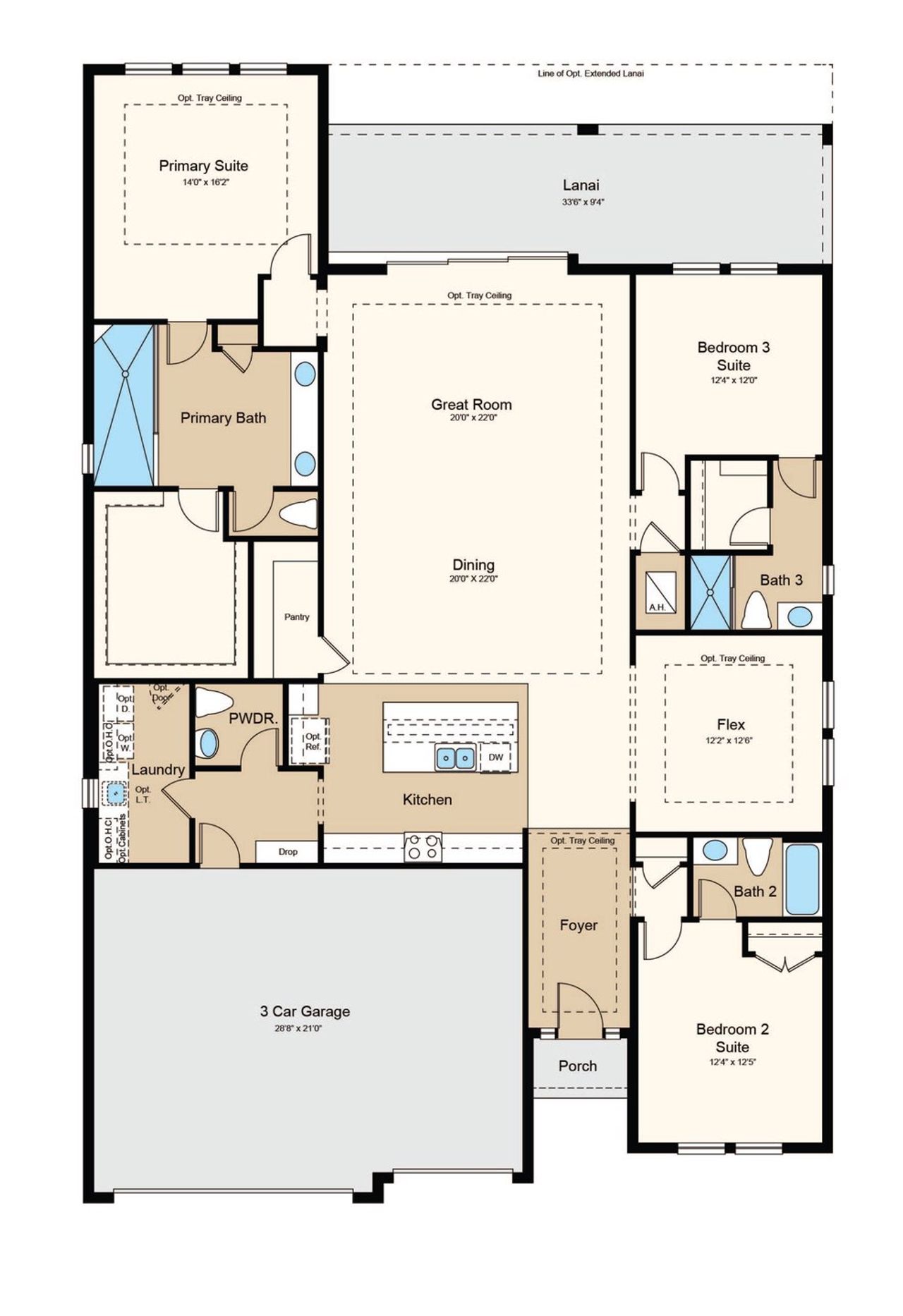 2D floor plan layout of this home in Esplanade by the Islands, Naples, FL (Image 2).