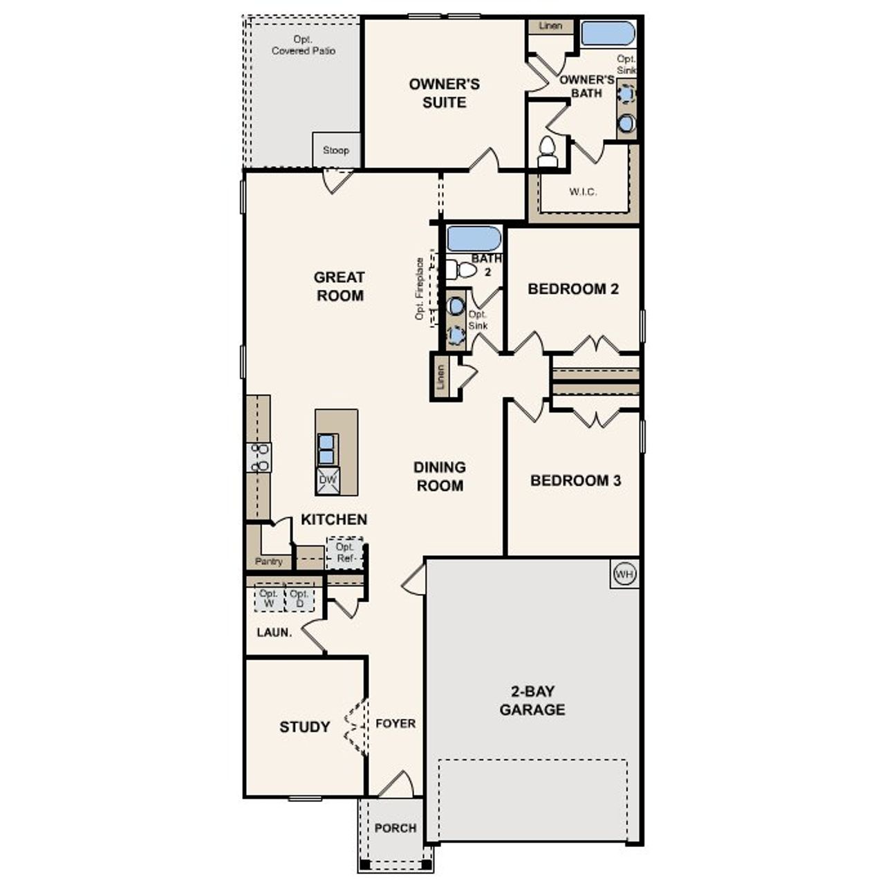 2D floor plan layout for the Laurel by Century Communities in Evelyn, Austin, TX (Image 2). 2D floor plan layout for the Laurel by Century Communities in Evelyn, Austin, TX (Image 2).