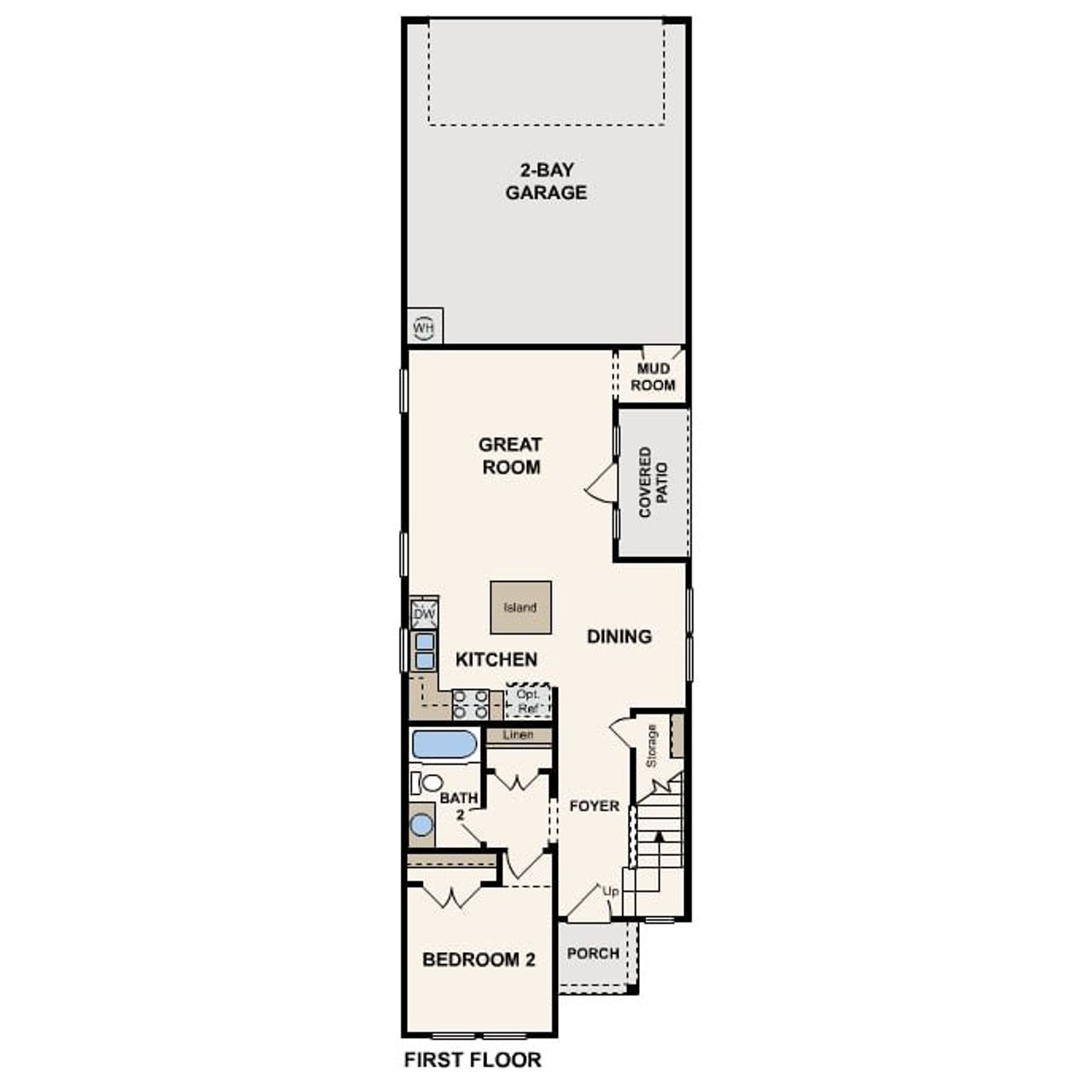 2D floor plan layout of this home in The Hollows at Avery Centre, Round Rock, TX (Image 2).