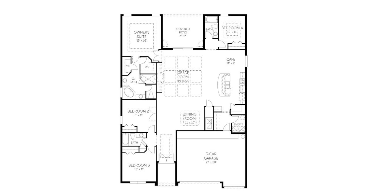 2D floor plan layout for the Avalon - 60' Homesites by Dream Finders Homes in Waterlin, St. Cloud, FL (Image 2).