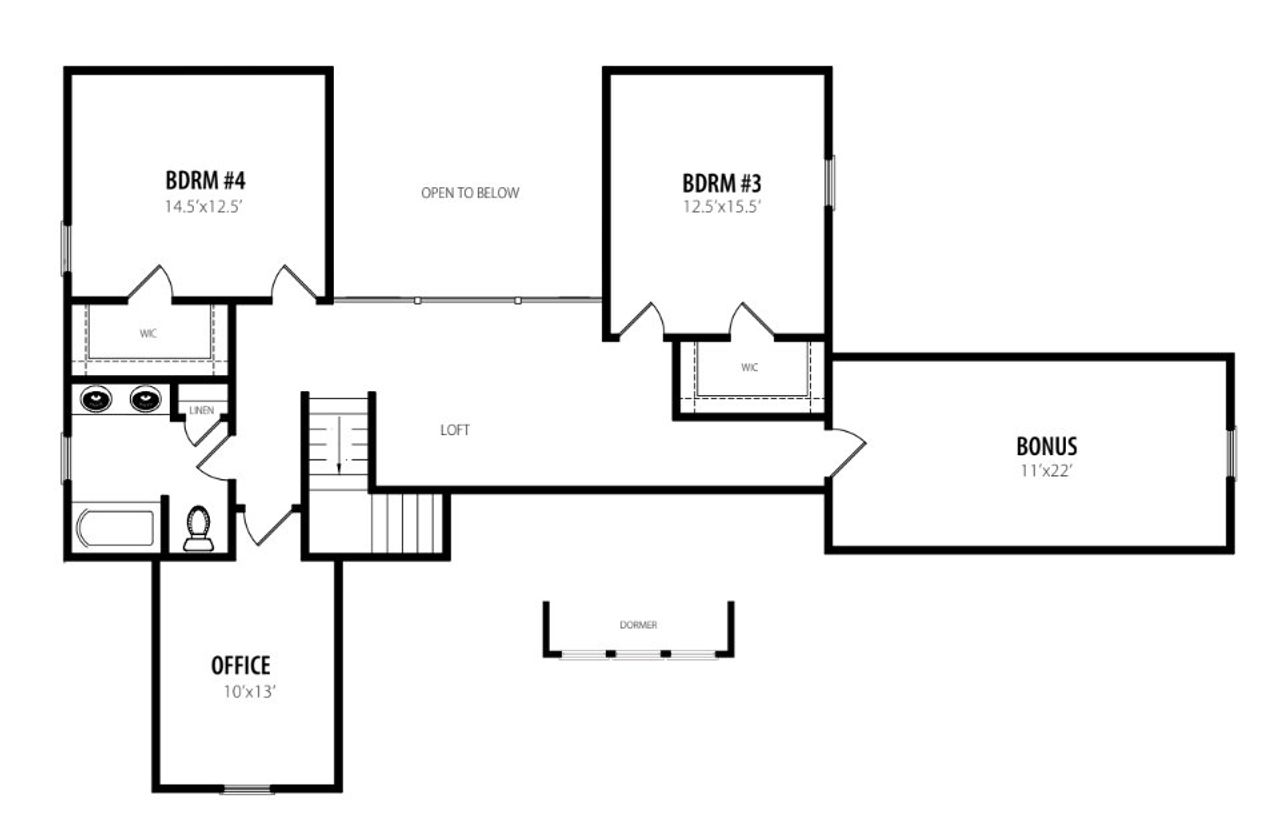 2D floor plan layout for the Dogwood by RiverWILD Homes in Sommerset Pond, Wendell, NC (Image 2). 2D floor plan layout for the Dogwood by RiverWILD Homes in Sommerset Pond, Wendell, NC (Image 2).