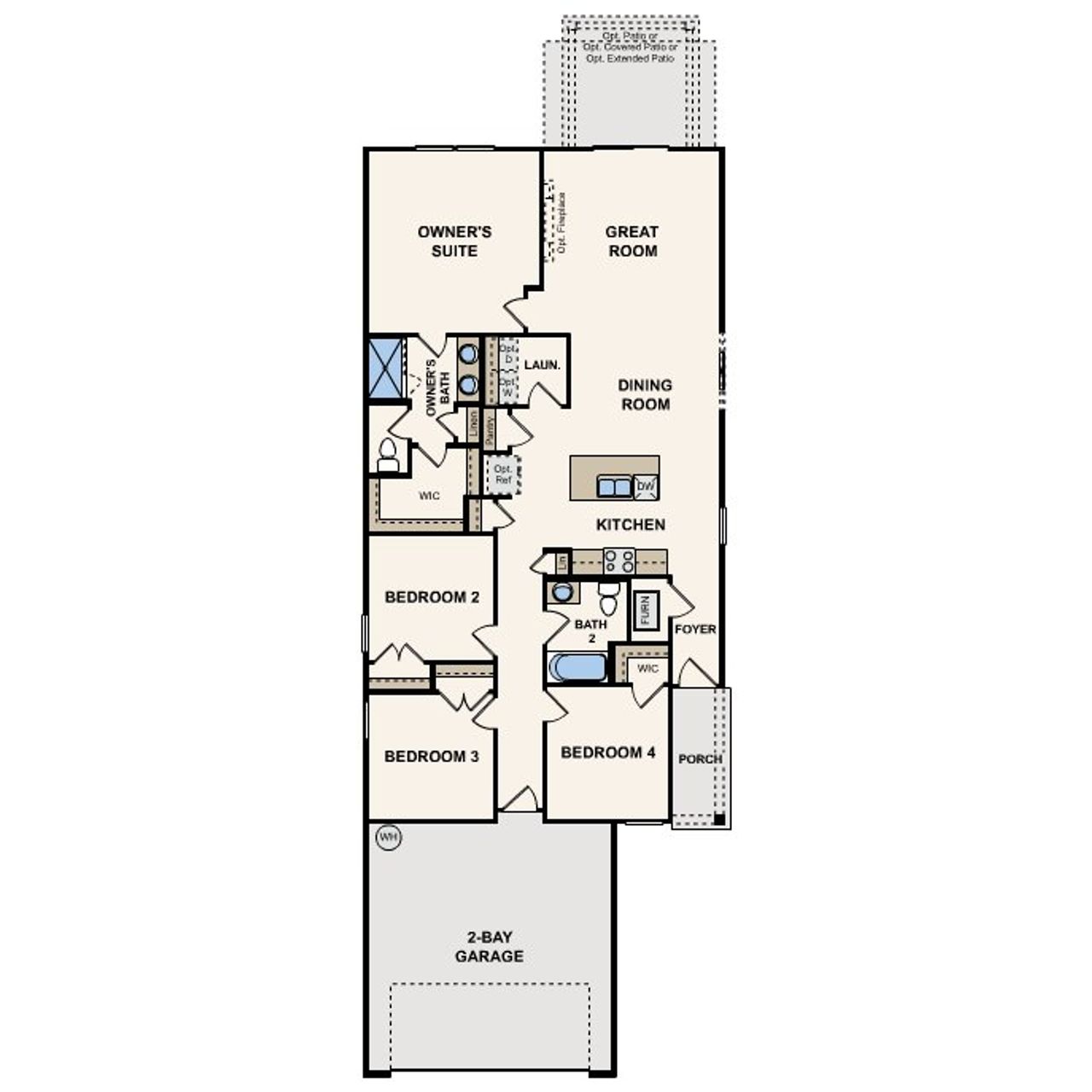 2D floor plan layout of this home in Palm Series at The Landings at Pecan Park, Jacksonville, FL (Image 2).