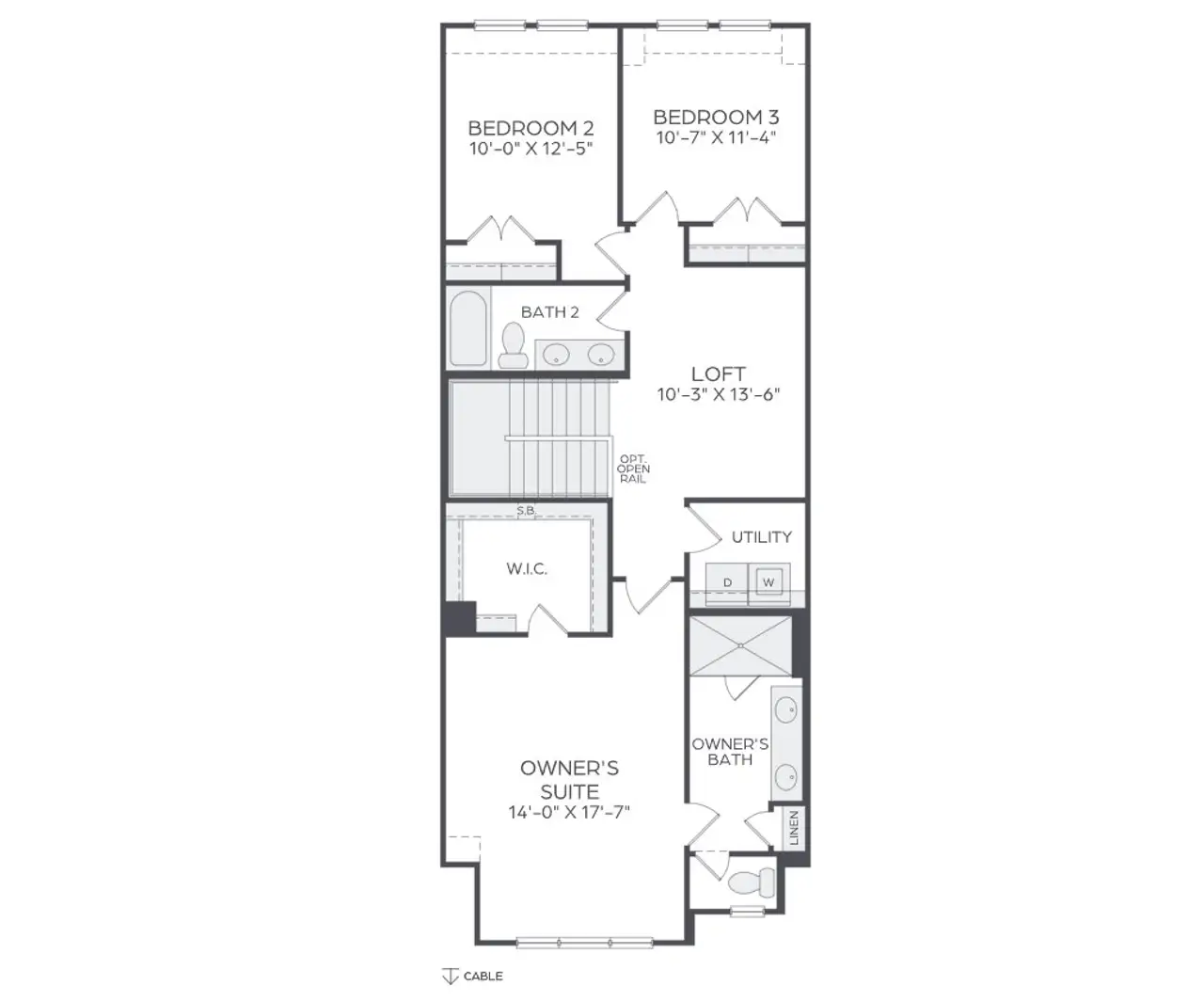 2D floor plan layout for the Natalie - Modern by Cadence Homes in Chelsea Commons, Allen, TX (Image 2).