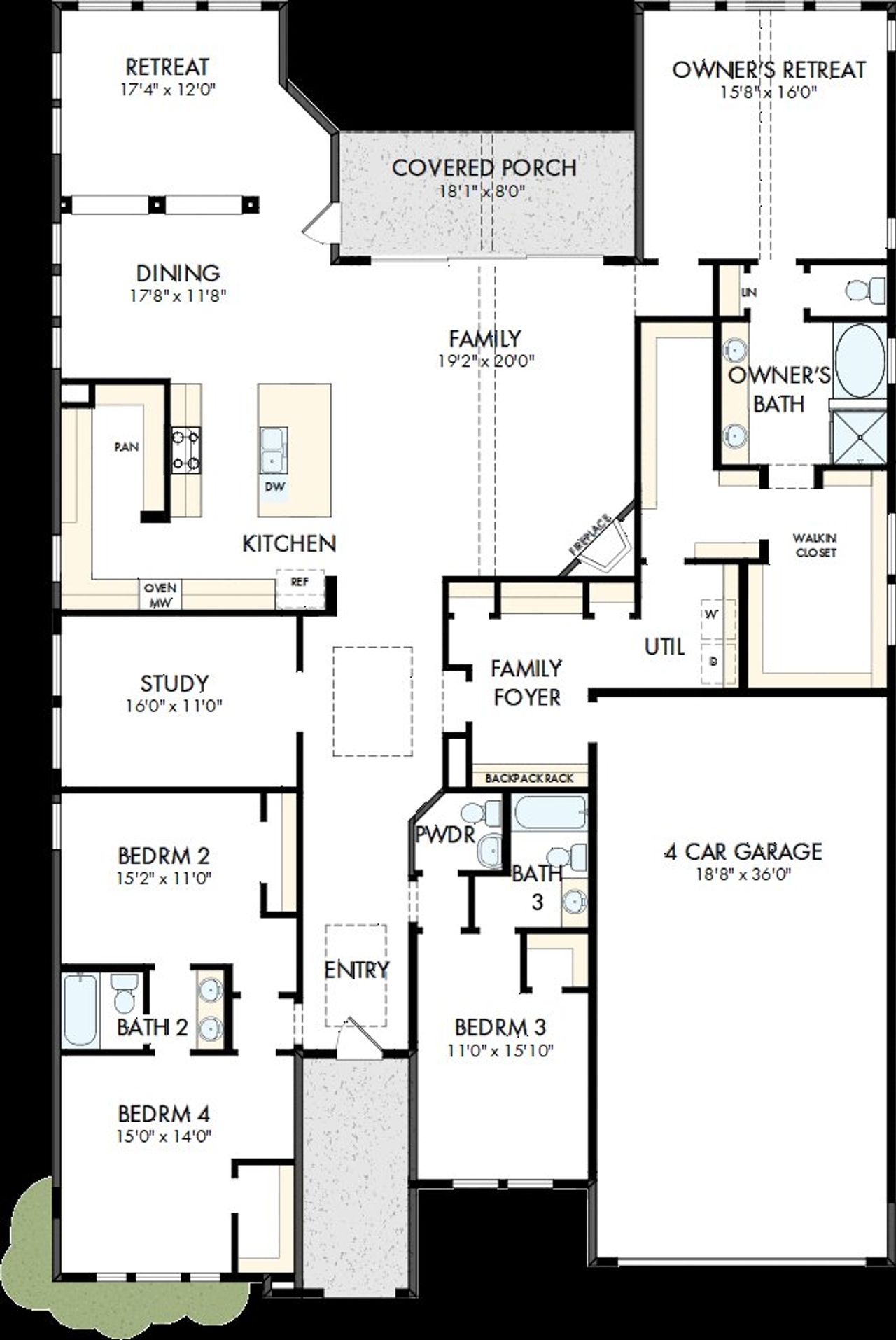 2D floor plan layout of this home in Pecan Square - Estates, Northlake, TX (Image 2).
