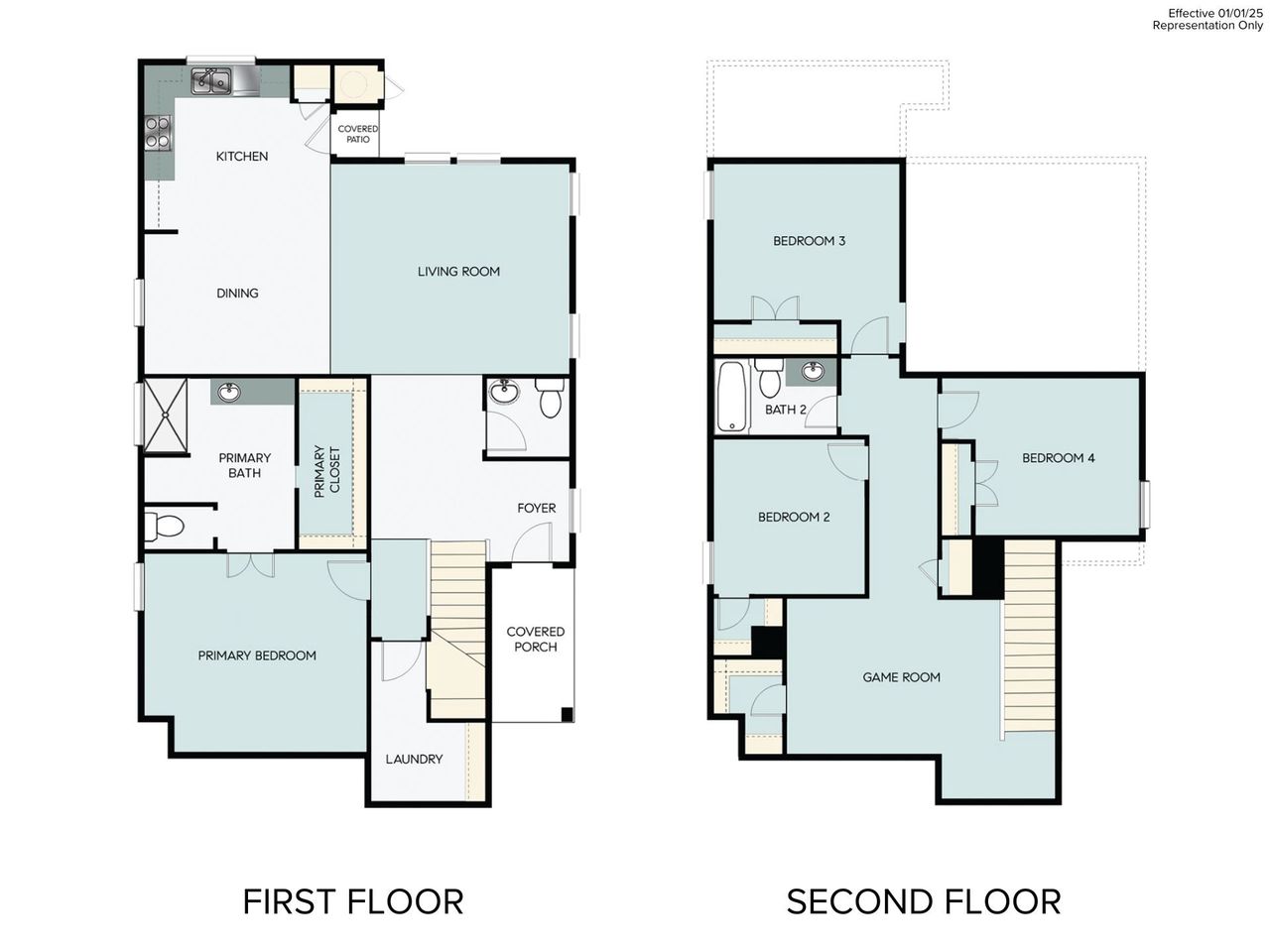 2D floor plan layout of this home in Casetta Ranch, Kyle, TX (Image 2).