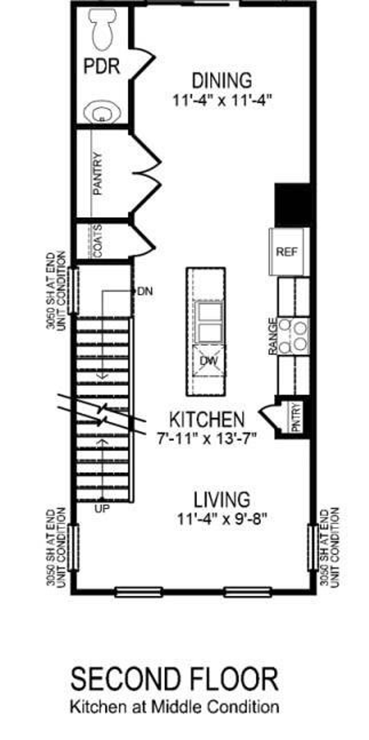 2D floor plan layout of this home in Kingman Townhomes, Charlotte, NC (Image 2).
