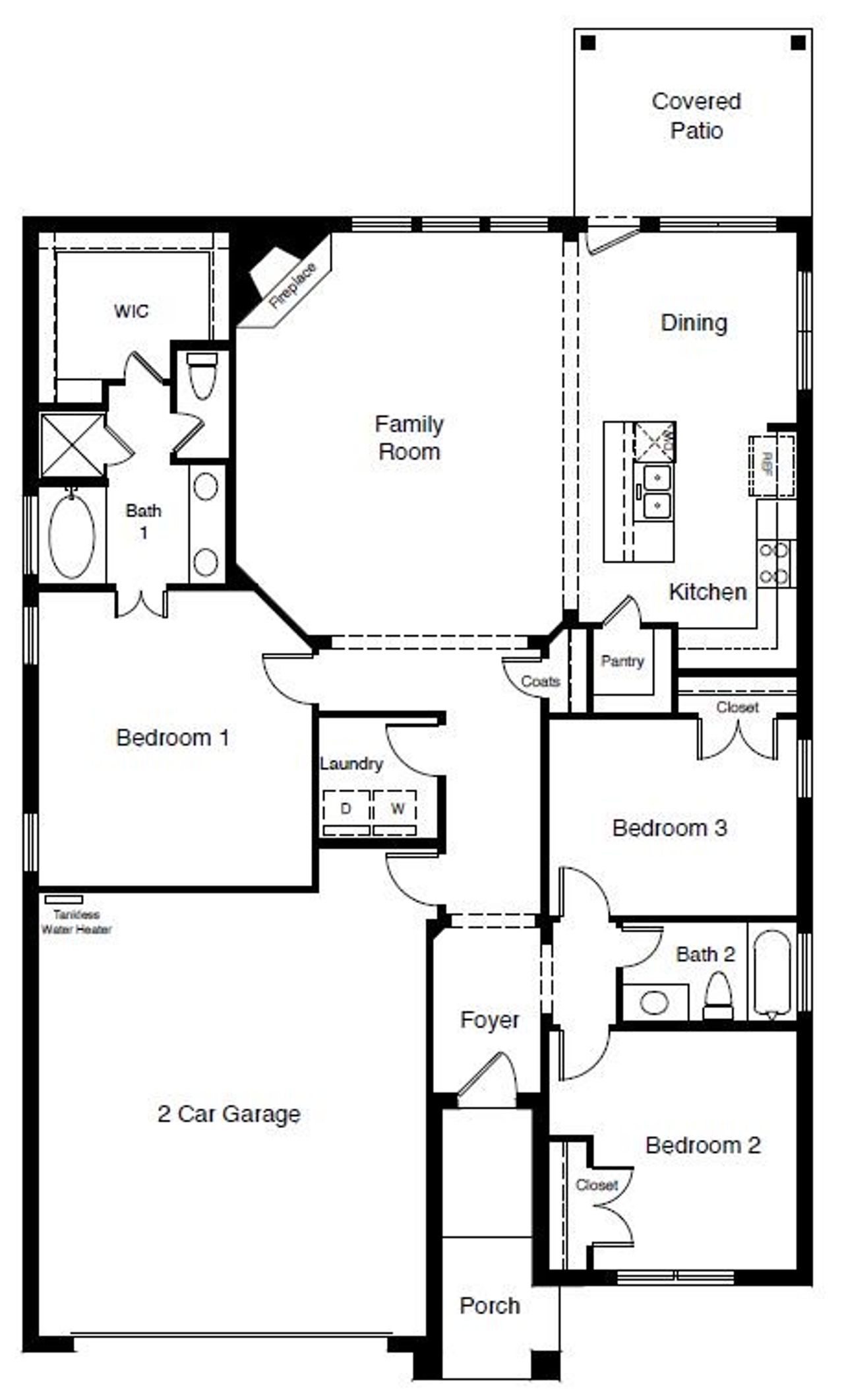 2D floor plan layout of this home in Homestead at Parks Bell Ranch, Odessa, TX (Image 2).