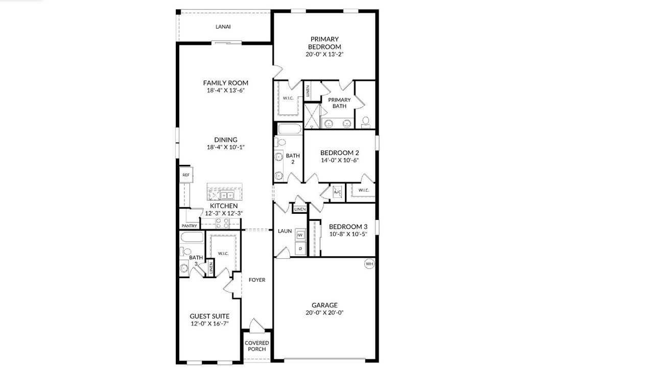 2D floor plan layout of this home in Country Club Estates, Palm Bay, FL (Image 2).