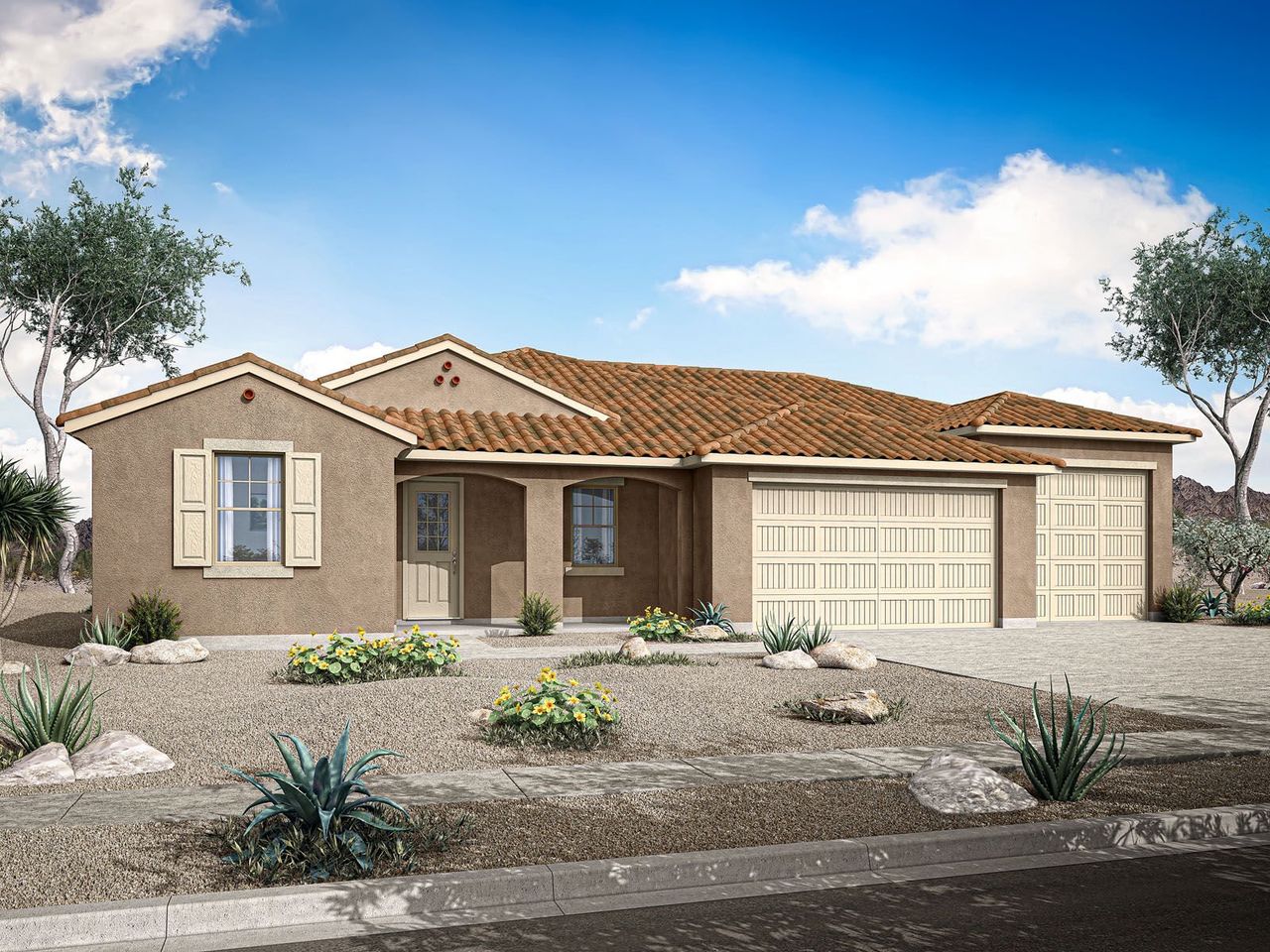 Representative exterior photo of a completed home built from the Mulberry by Mattamy Homes in White Tank Vistas, Waddell, AZ (Image 2).