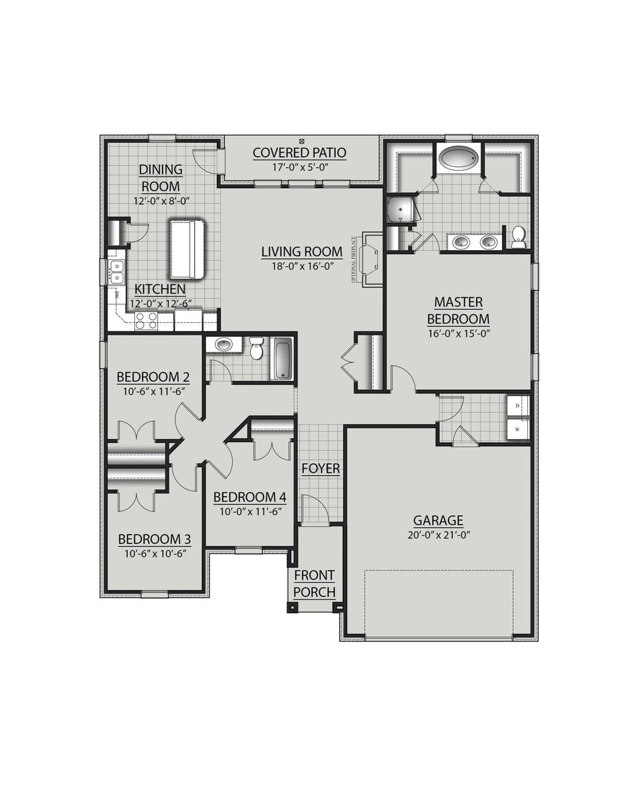2D floor plan layout for the Ravenswood V H by DSLD Homes in Palmetto Crossing, Pensacola, FL (Image 2).