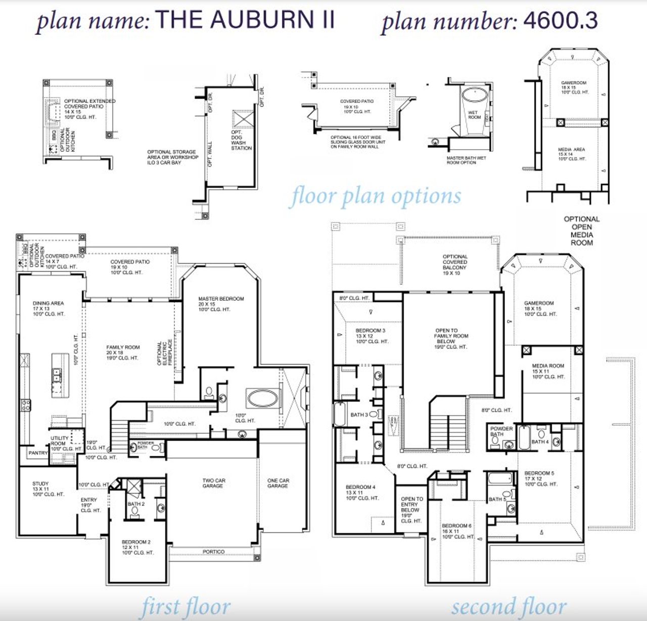 2D floor plan layout for the Auburn II 4600.3 by J. Patrick Homes in Grand Central Park 70', Conroe, TX (Image 2). 2D floor plan layout for the Auburn II 4600.3 by J. Patrick Homes in Grand Central Park 70', Conroe, TX (Image 2).
