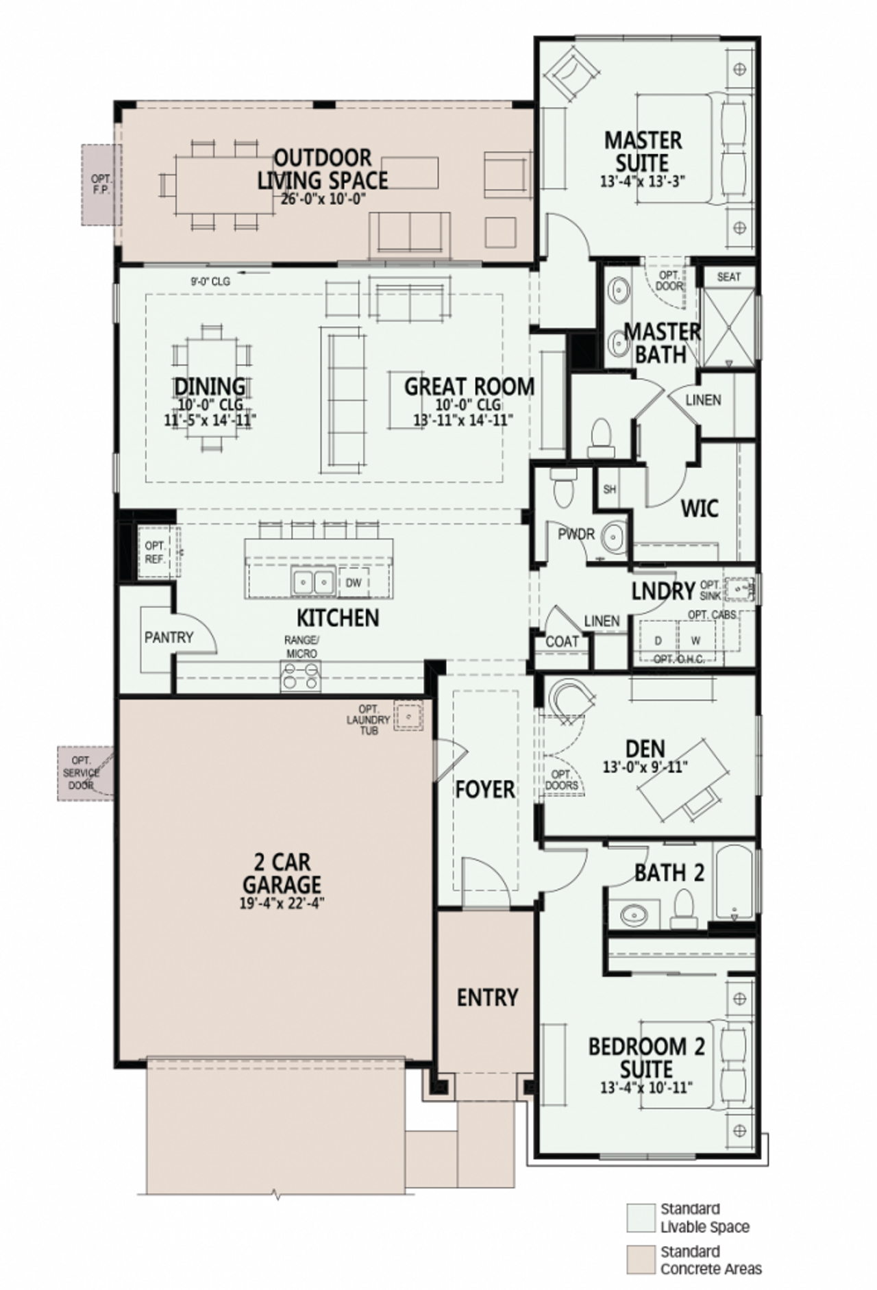 2D floor plan layout for the Legacy by Robson Resort Communities in Robson Ranch Texas, Denton, TX (Image 2).