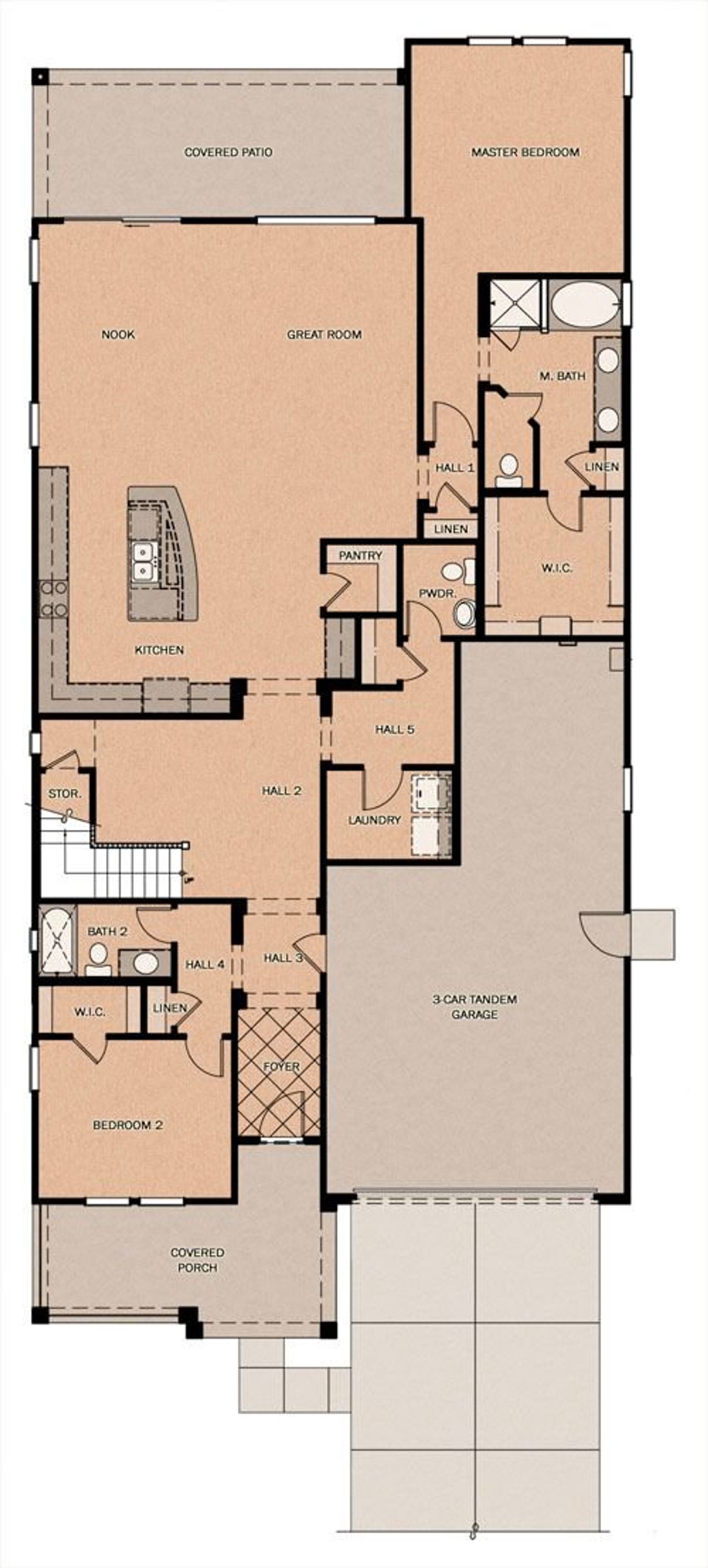 2D floor plan layout of this home in Orchard at Barney Farms, Queen Creek, AZ (Image 2).