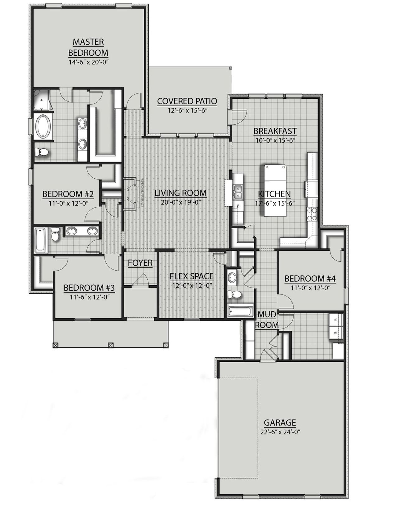 2D floor plan layout for the Renoir IV I by DSLD Homes in Bird Song at Hammock Bay, Freeport, FL (Image 2).