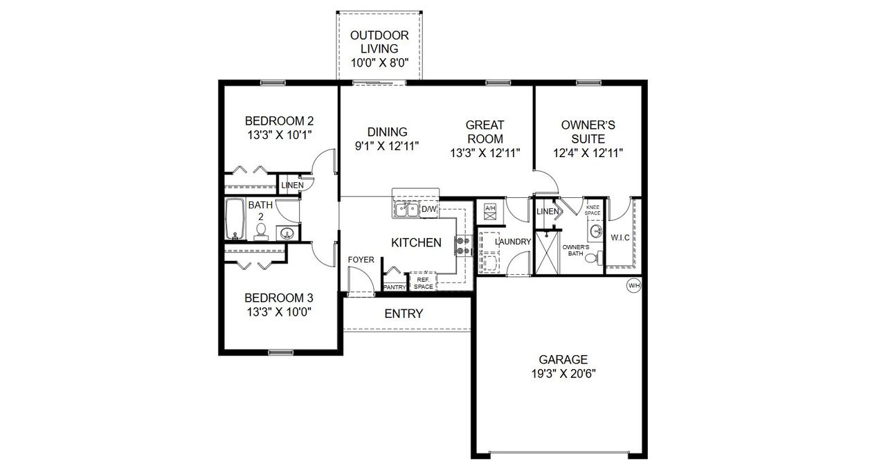 2D floor plan layout of this home in Lehigh Acres, Lehigh Acres, FL (Image 2).