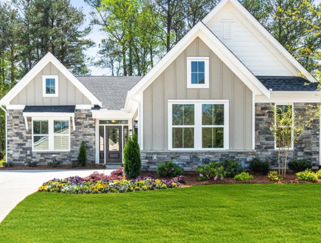 Representative exterior photo of a completed home built from the Maxwell by Fischer Homes in Savannah Lakes, Hiram, GA (Image 2). Representative exterior photo of a completed home built from the Maxwell by Fischer Homes in Savannah Lakes, Hiram, GA (Image 2).