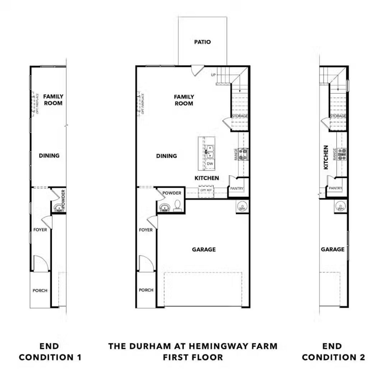 2D floor plan layout for the The Durham A by Davidson Homes LLC in Hemingway, Cumming, GA (Image 2).
