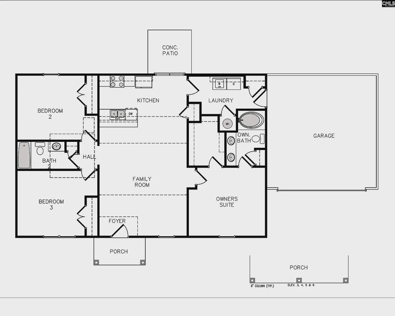 2D floor plan layout of this home in Amber Hill, West Columbia, SC (Image 2).
