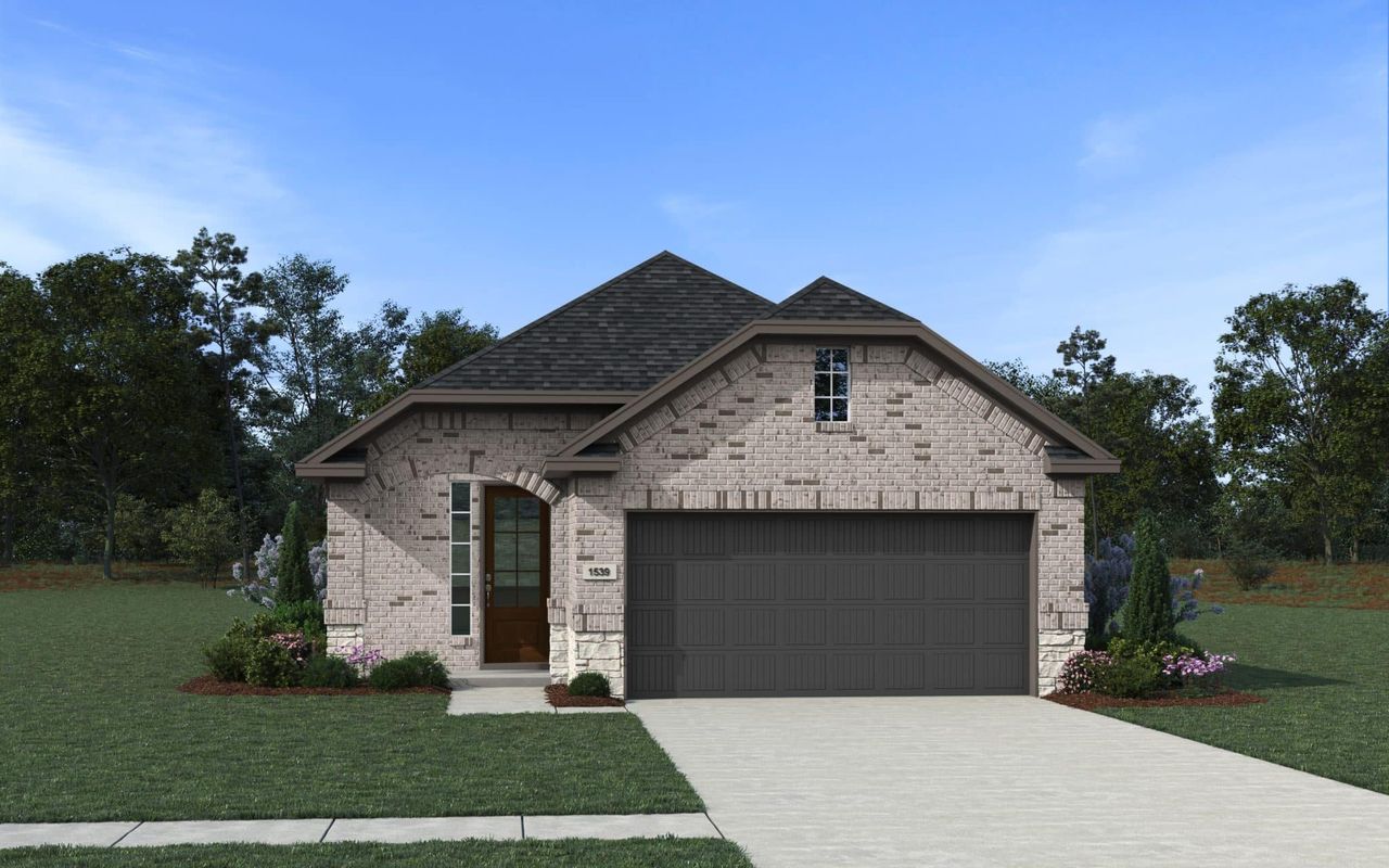 Representative exterior photo of a completed home built from the Conroe by Chesmar Homes in Stillwater Ranch, San Antonio, TX (Image 2).