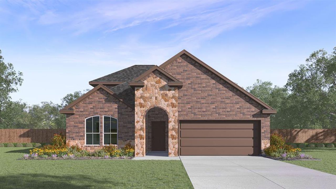 Front exterior of a new home in Williamsburg, Royse City, TX, highlighting curb appeal (Image 2).