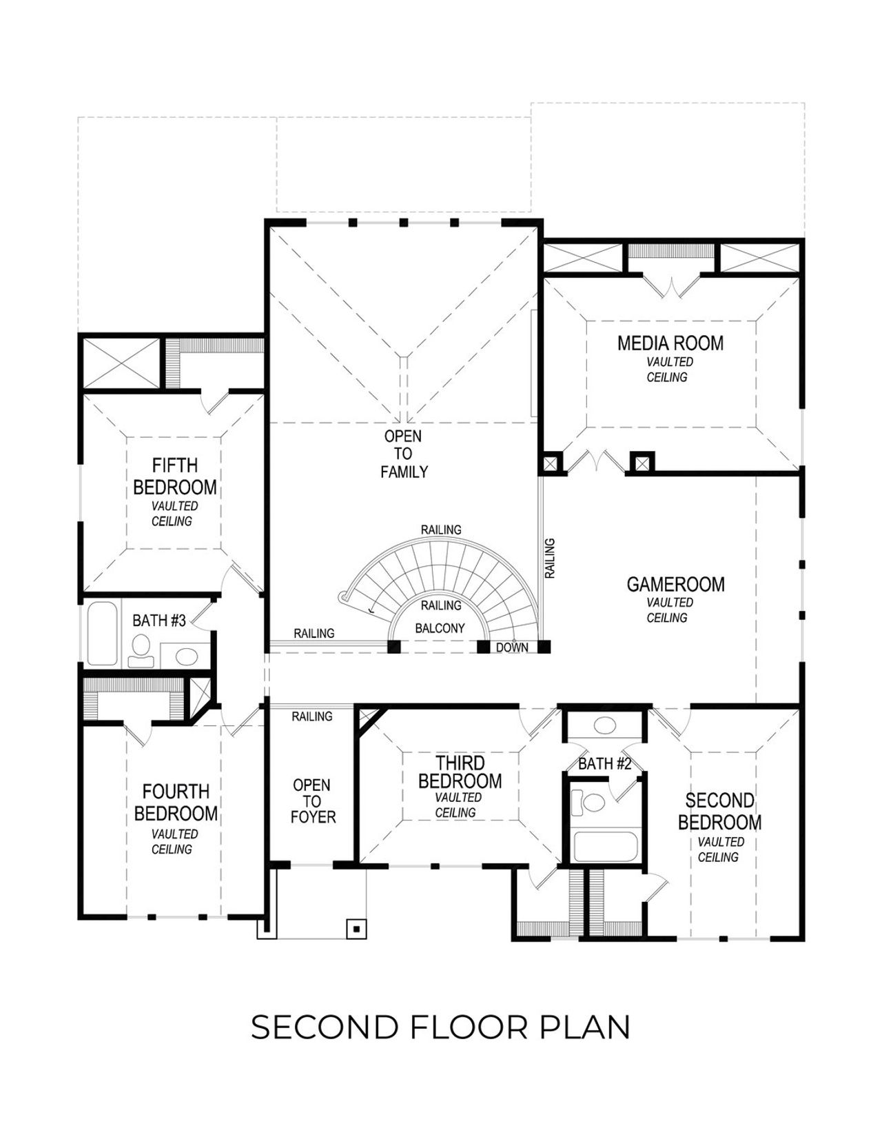 2D floor plan layout of this home in Valencia on The Lake, Little Elm, TX (Image 2).