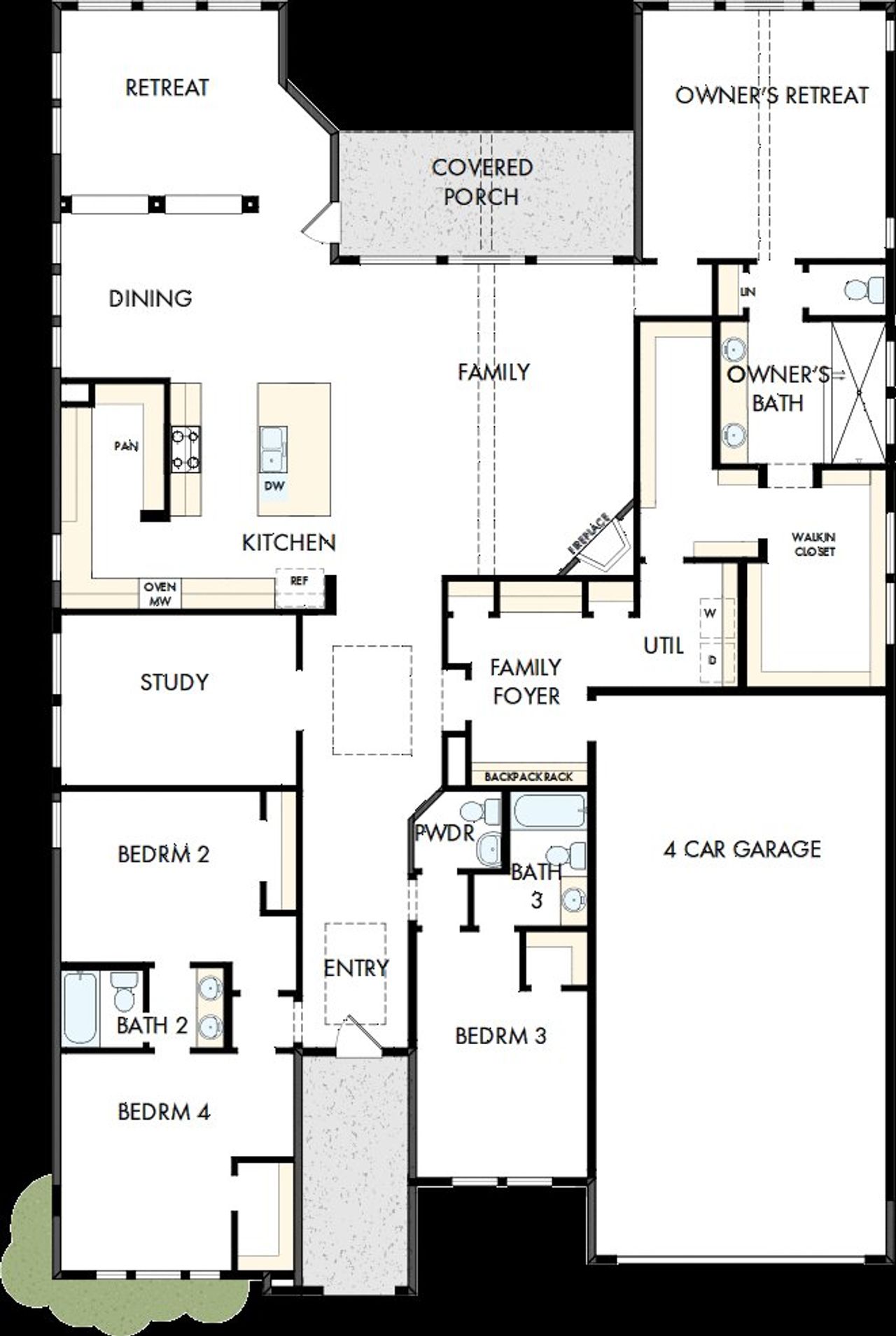 2D floor plan layout of this home in Pecan Square - Estates, Northlake, TX (Image 2).