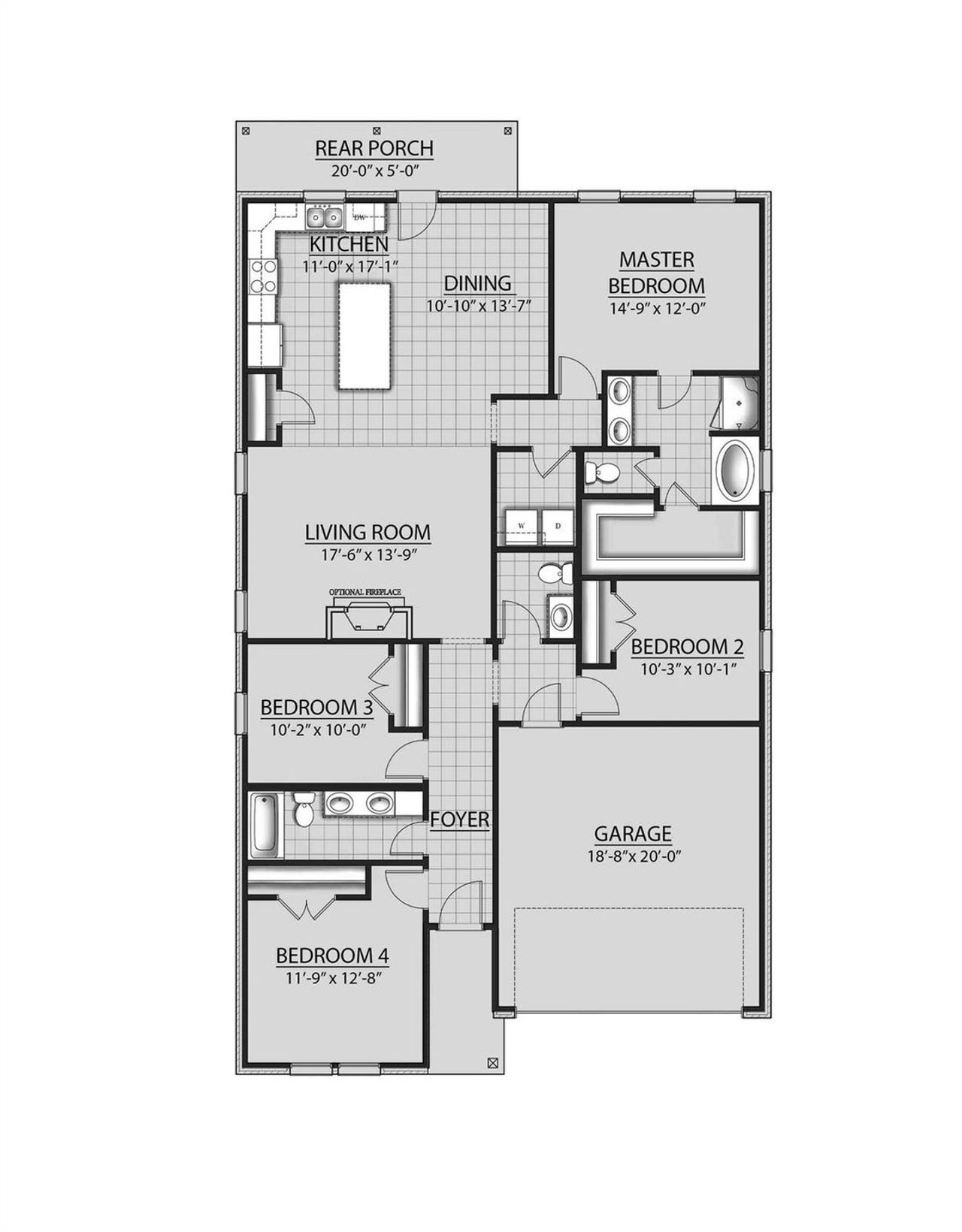 2D floor plan layout of this home in Little Cypress Grove, Orange, TX (Image 2).
