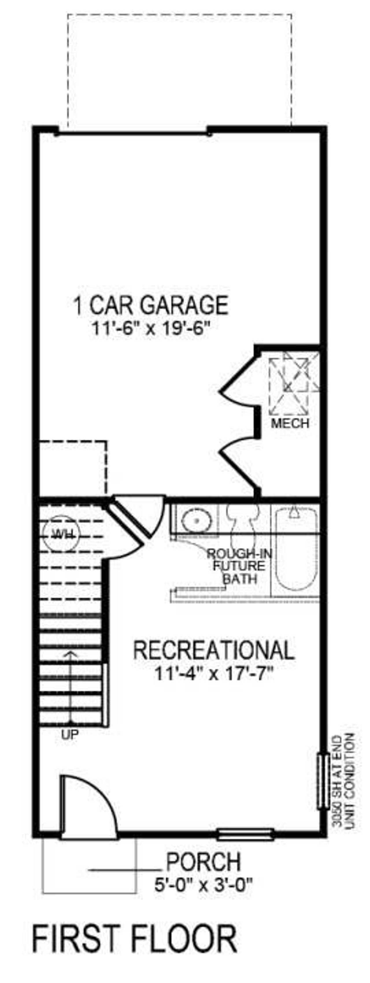 2D floor plan layout of this home in Kingman Townhomes, Charlotte, NC (Image 2).