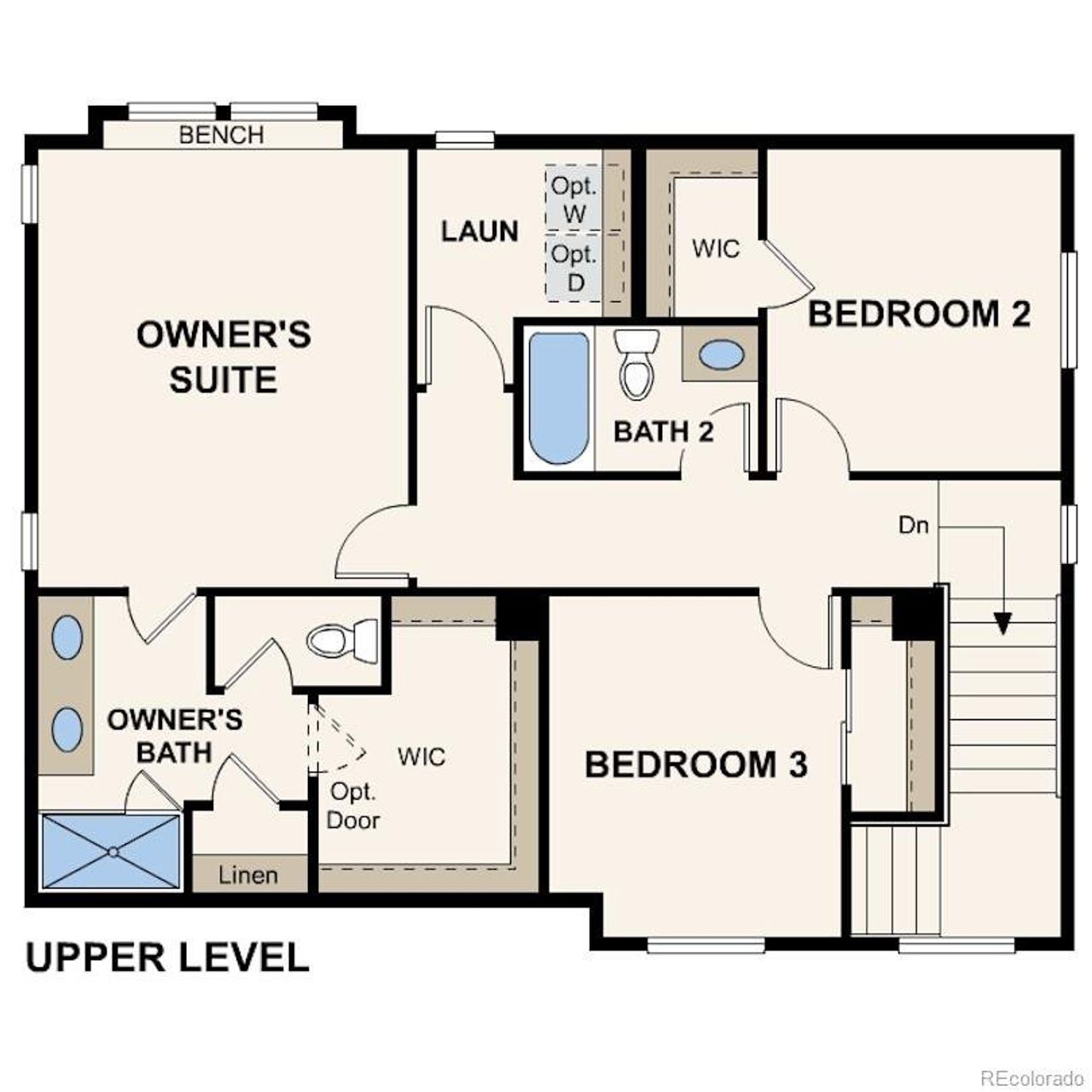 2D floor plan layout of this home in The Aurora Highlands, Aurora, CO (Image 2).
