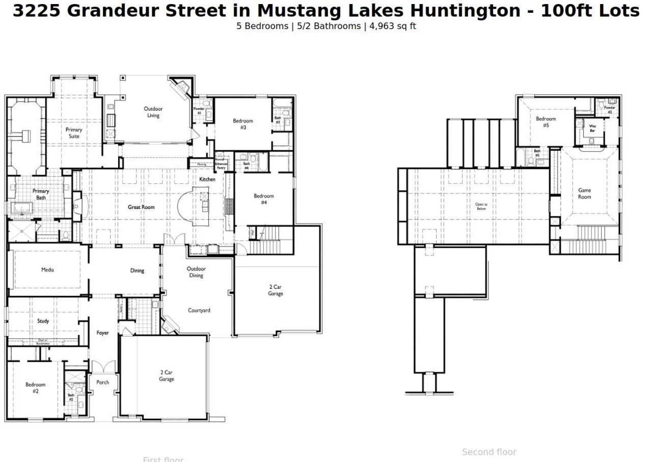 2D floor plan layout of this home in Mustang Lakes - 100ft Lots, Celina, TX (Image 2).