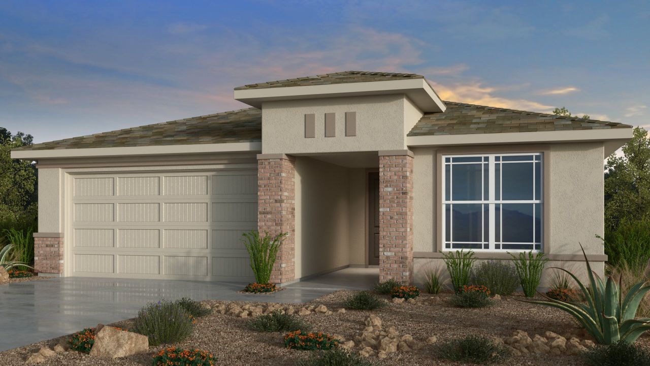 Representative exterior photo of a completed home built from the Essence by Taylor Morrison in Artisan at Asante Encore Collection, Surprise, AZ (Image 2).