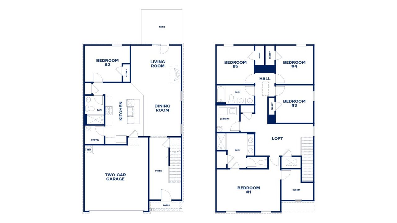 2D floor plan layout for the Robie by D.R. Horton in Newton Bridge Crossing, Athens, GA (Image 2).
