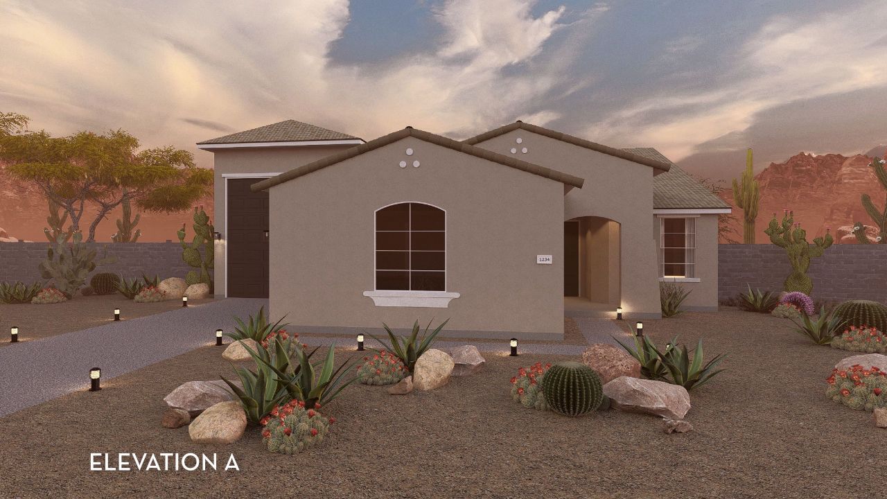 Front exterior of a new home in Rancho Mirage, Maricopa, AZ, highlighting curb appeal (Image 2).
