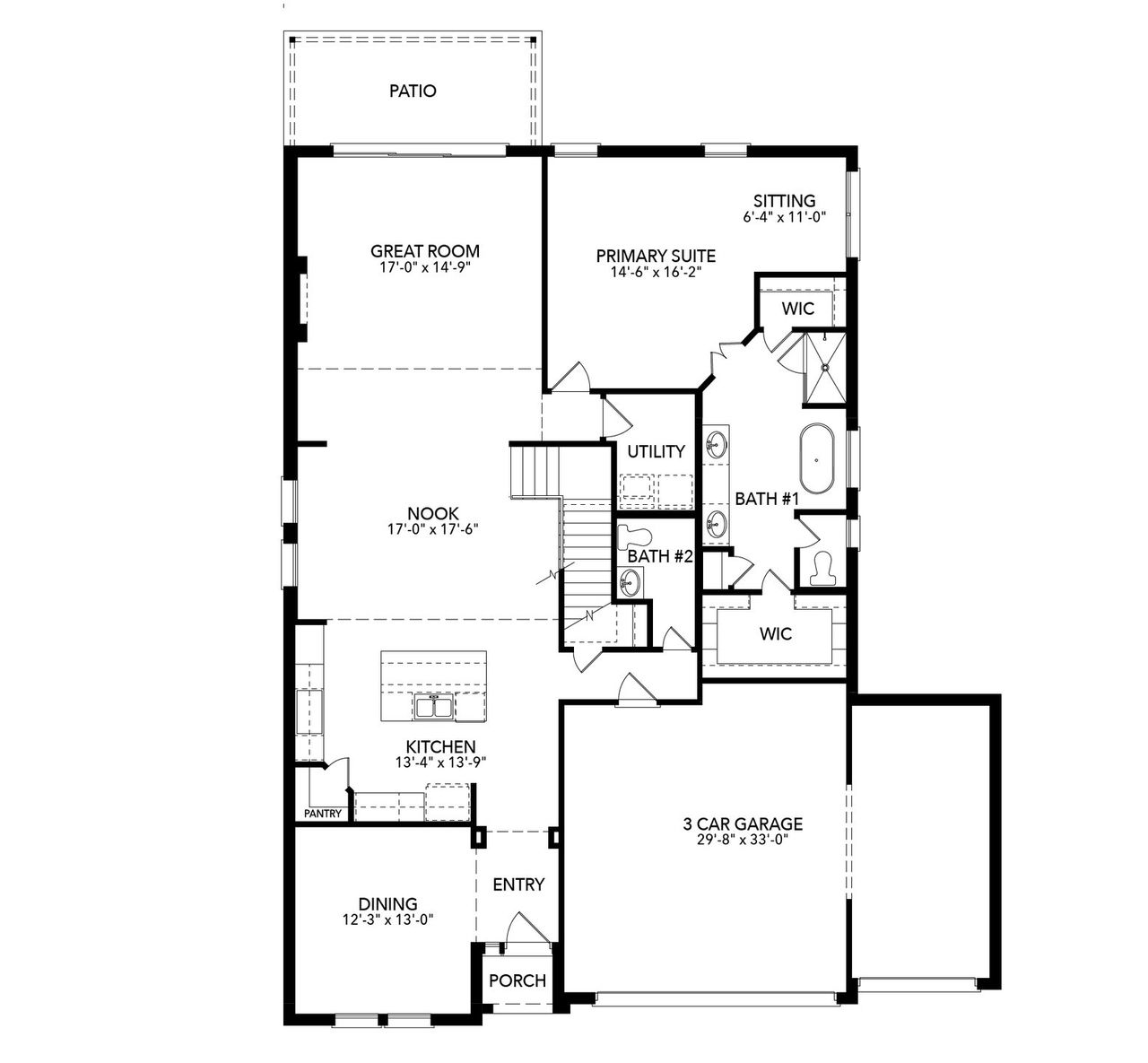 2D floor plan layout of this home in Trinity Estates, Benbrook, TX (Image 2).