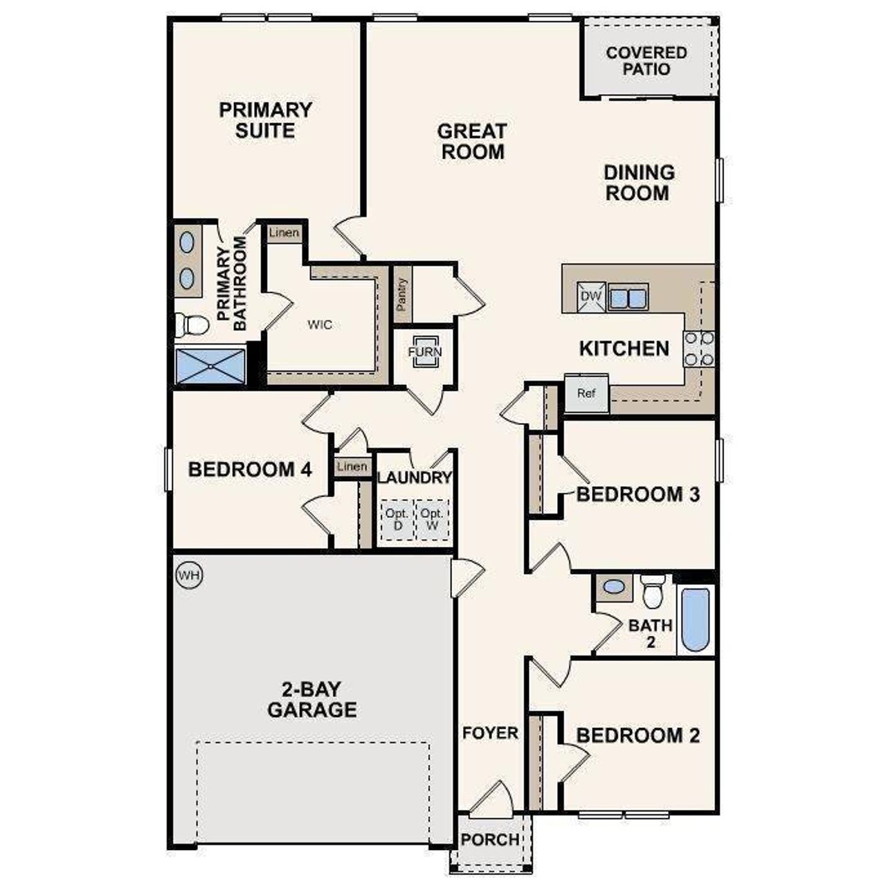 2D floor plan layout of this home in Peachtree Estates, Chatsworth, GA (Image 2).