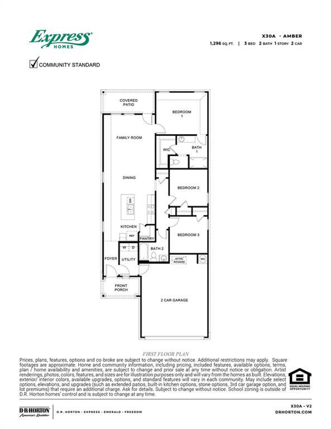 2D floor plan layout of this home in Wildcat Ranch, Crandall, TX (Image 2).