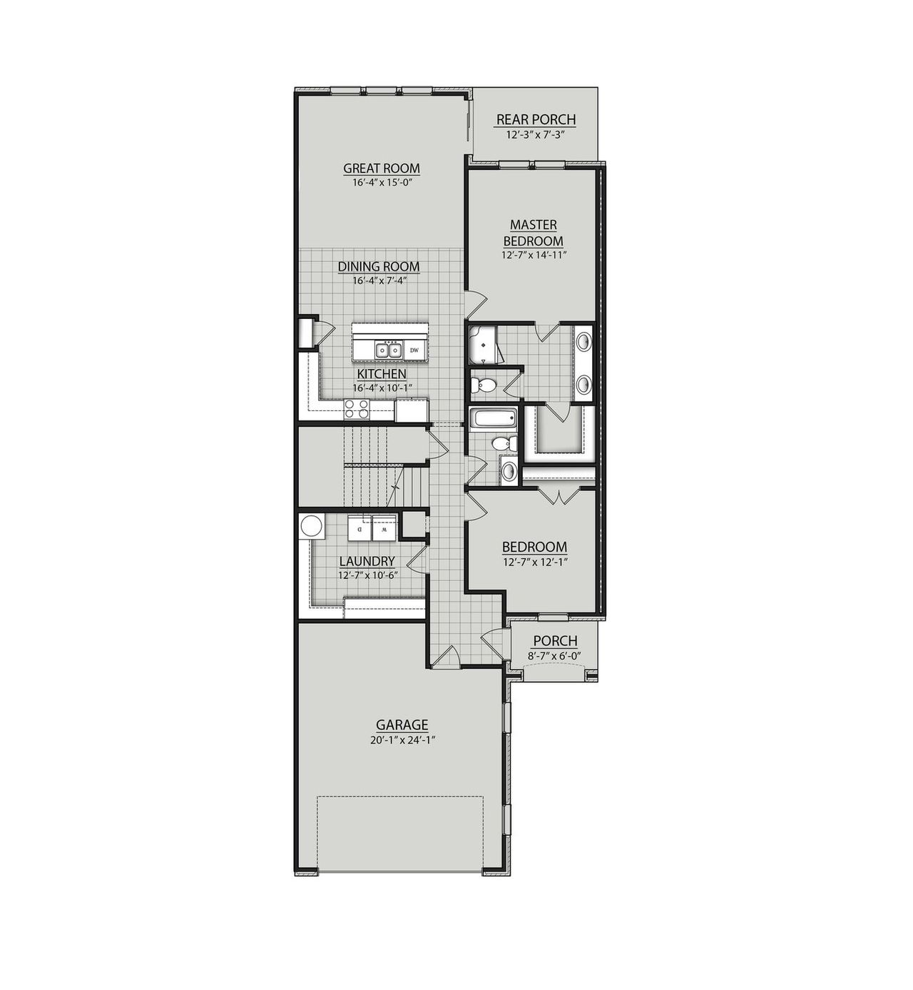 2D floor plan layout of this home in The Greens at Legacy Townhomes, Springfield, TN (Image 2).