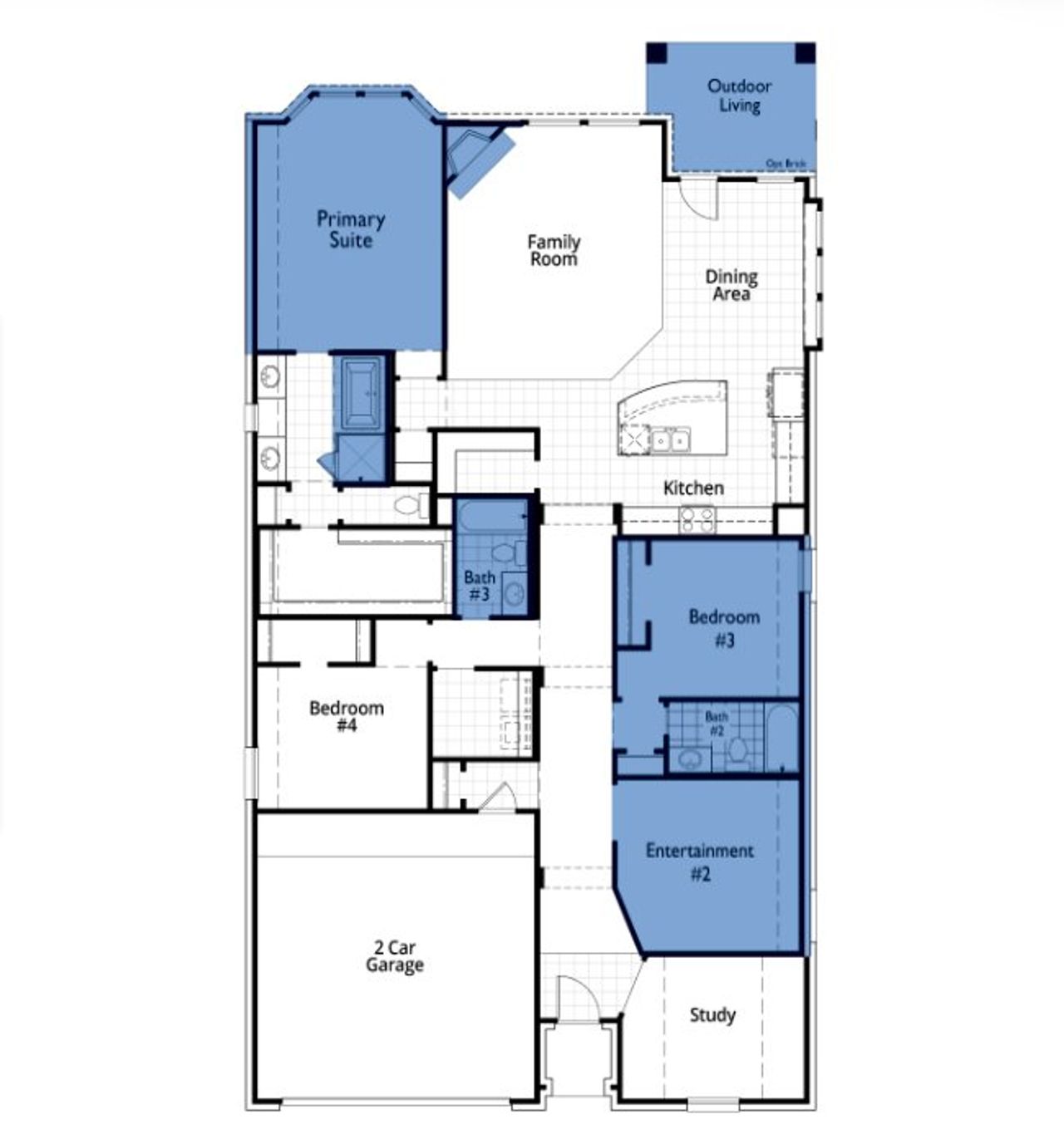 2D floor plan layout of this home in Cambridge Crossing: 50ft. lots, Celina, TX (Image 2).